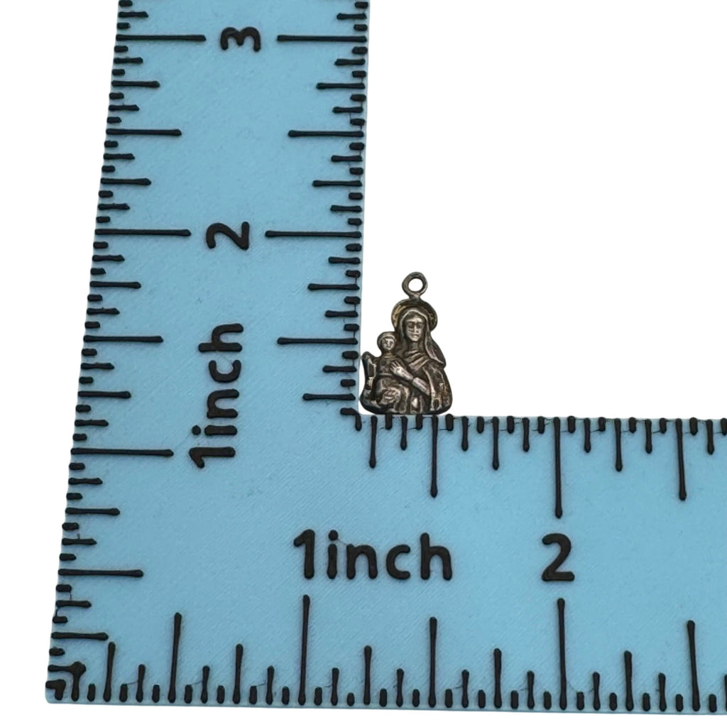 Our Lady of Perpetual Help Vintage Sterling Silver Religious Charm Pendant 1"