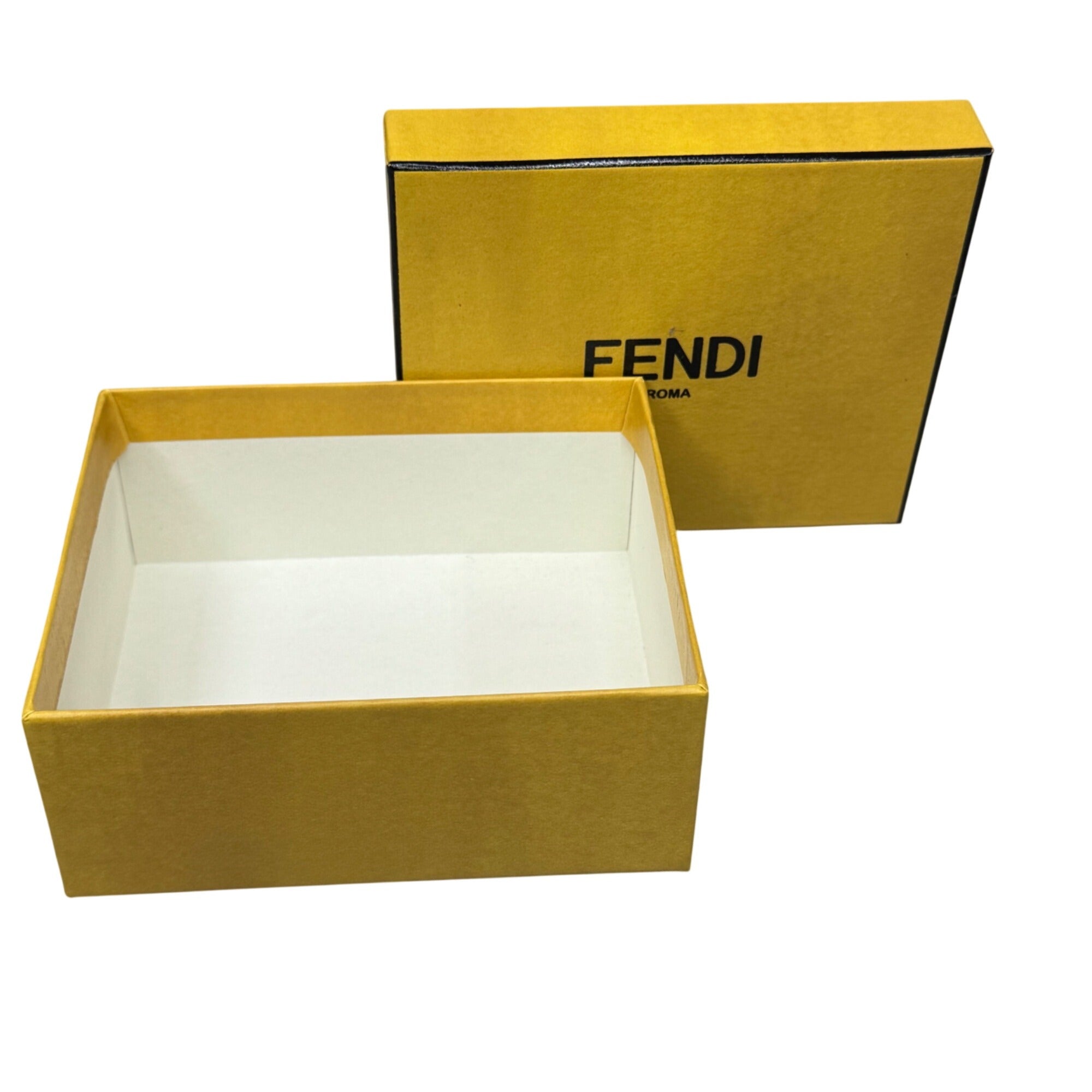 Fendi Yellow Gift Box 6x5x2 Storage Organizer Authentic Jewelry Bracelet Wallet