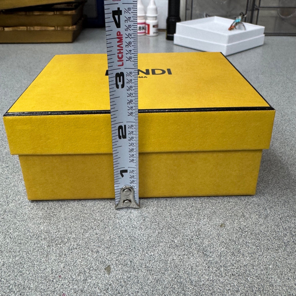 Fendi Yellow Gift Box 6x5x2 Storage Organizer Authentic Jewelry Bracelet Wallet