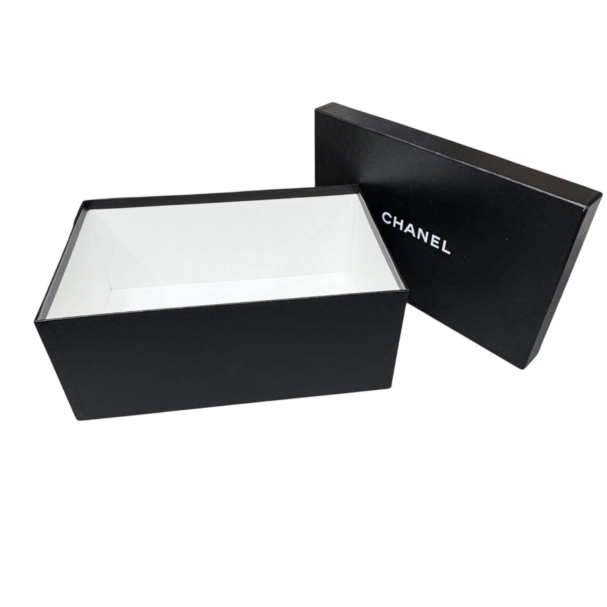 Chanel Black Gift Storage Box With Lid Shoes Boots Sandals Authentic 13"x8.75”x6