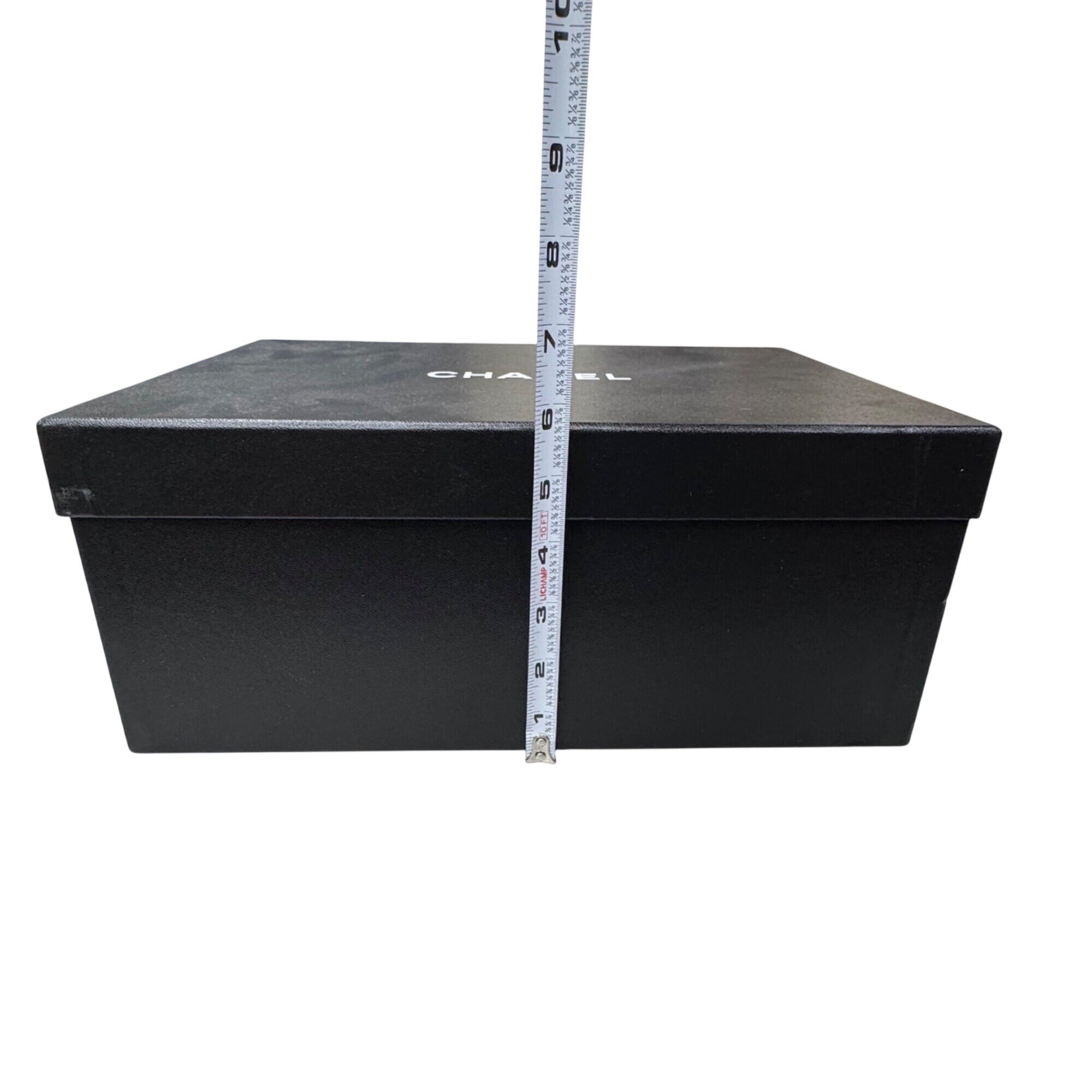 Chanel Black Gift Storage Box With Lid Shoes Boots Sandals Authentic 13"x8.75”x6