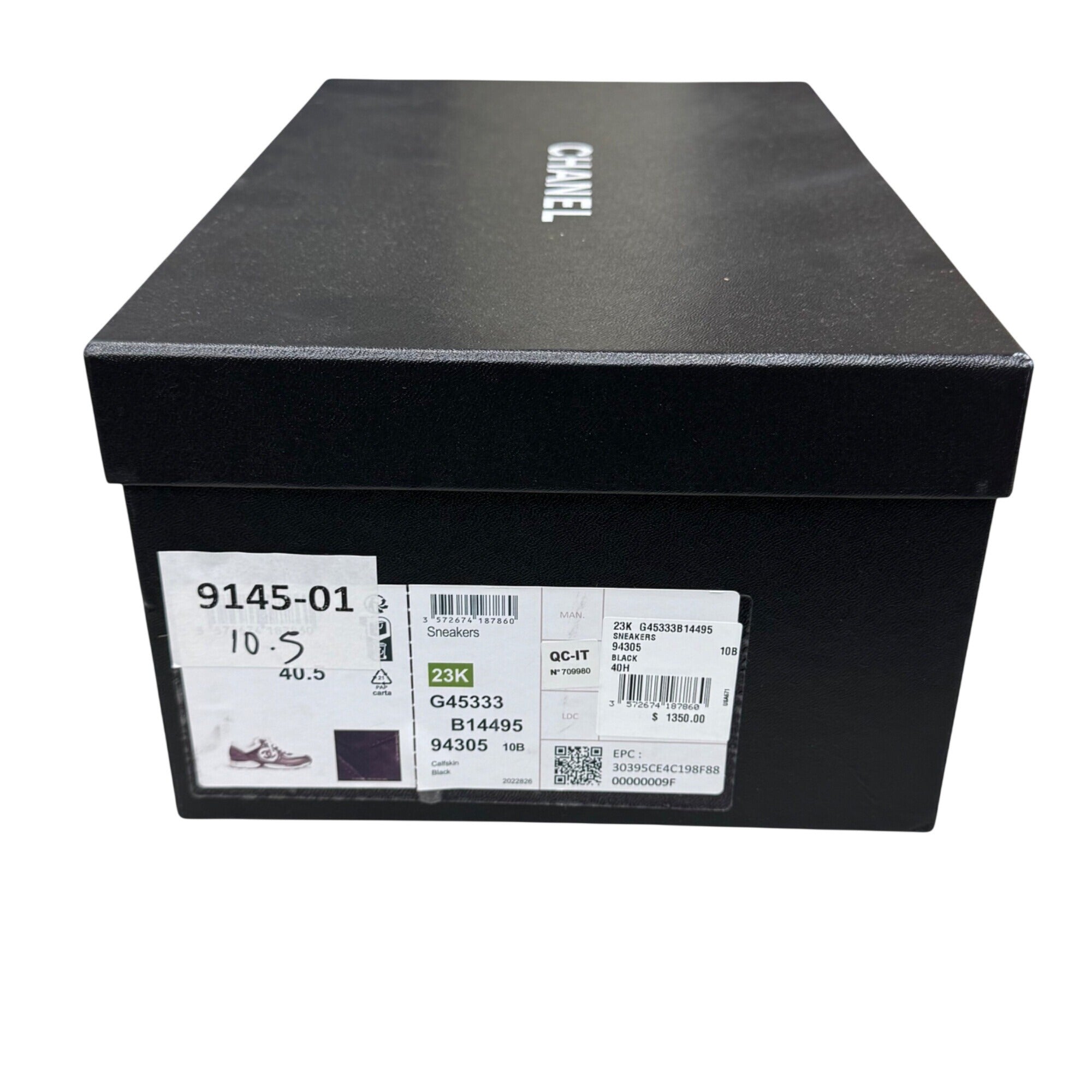 Chanel Black Gift Storage Box With Lid Shoes Boots Sandals Authentic 13"x8.75”x6