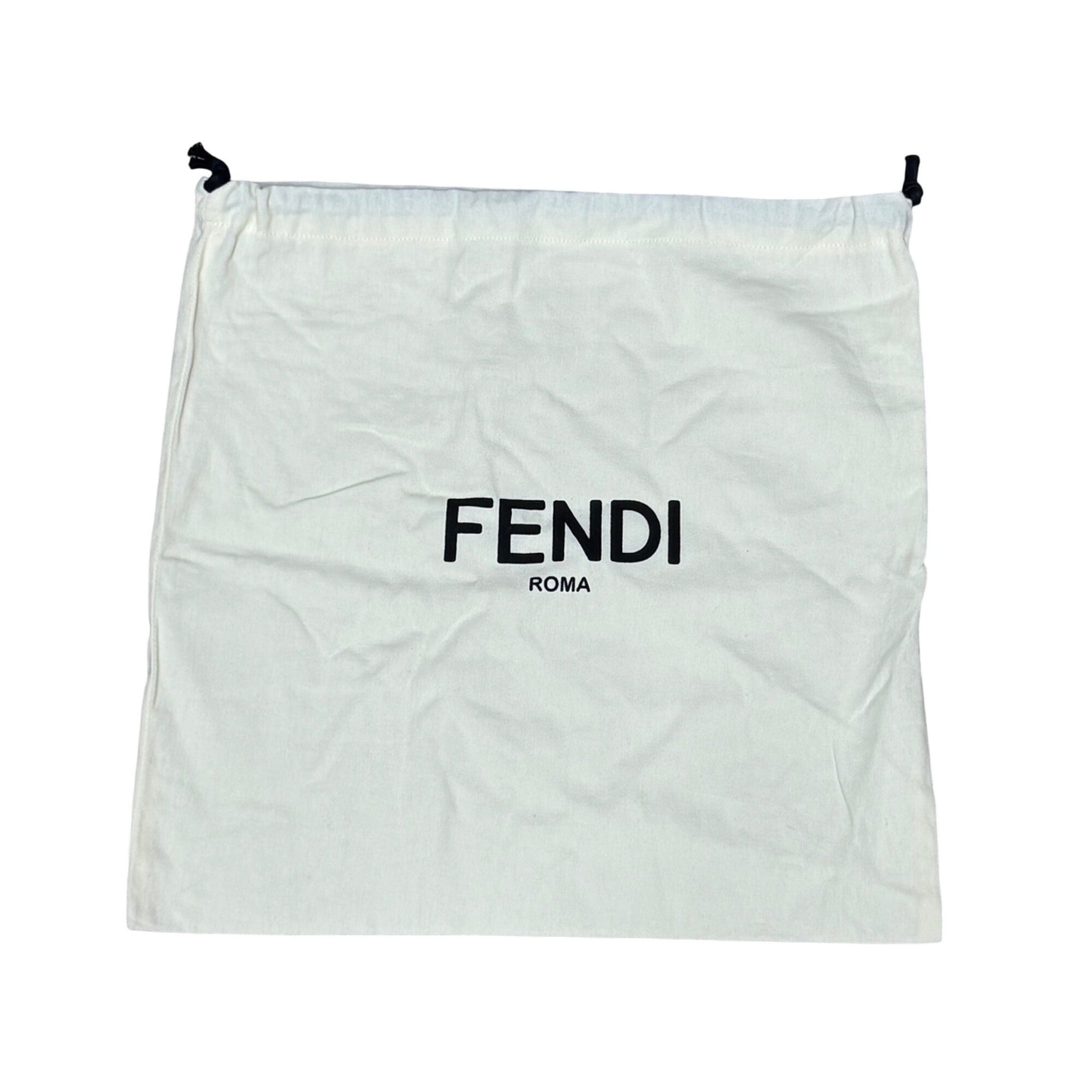 Fendi White Drawstring Dust Bag Logo 15.5" Square Storage Purse Handbag Cotton