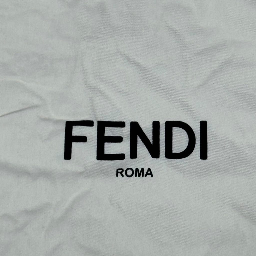 Fendi White Drawstring Dust Bag Logo 15.5" Square Storage Purse Handbag Cotton