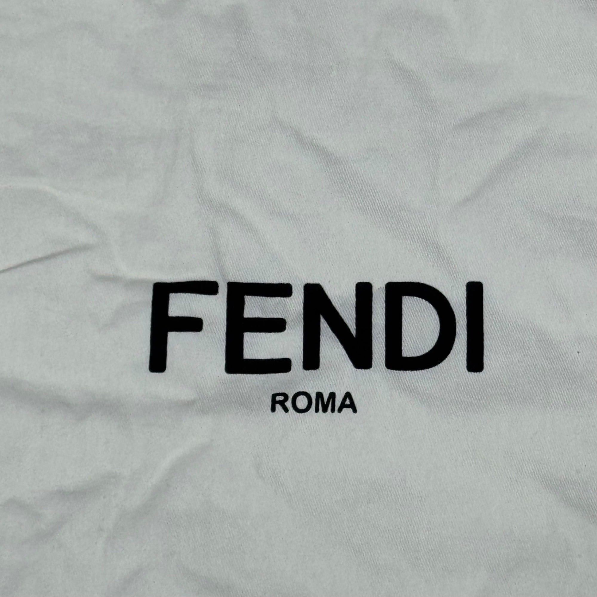 Fendi White Drawstring Dust Bag Logo 15.5" Square Storage Purse Handbag Cotton