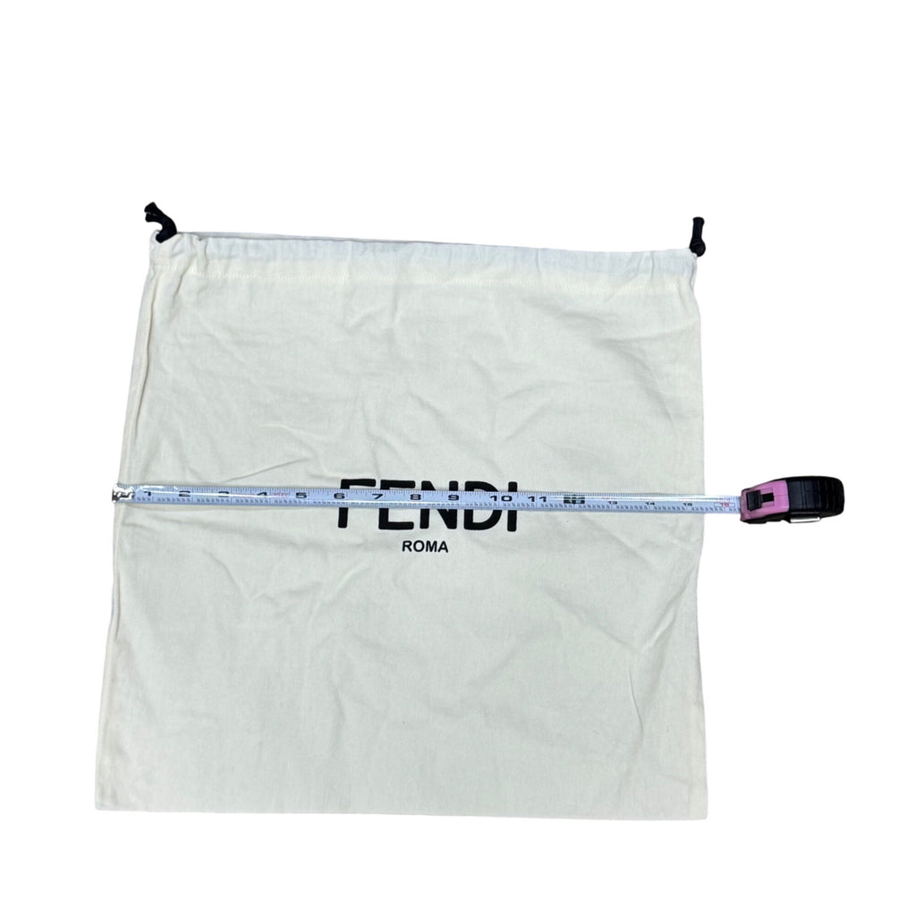 Fendi White Drawstring Dust Bag Logo 15.5" Square Storage Purse Handbag Cotton