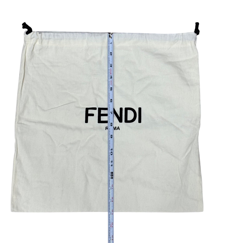 Fendi White Drawstring Dust Bag Logo 15.5" Square Storage Purse Handbag Cotton