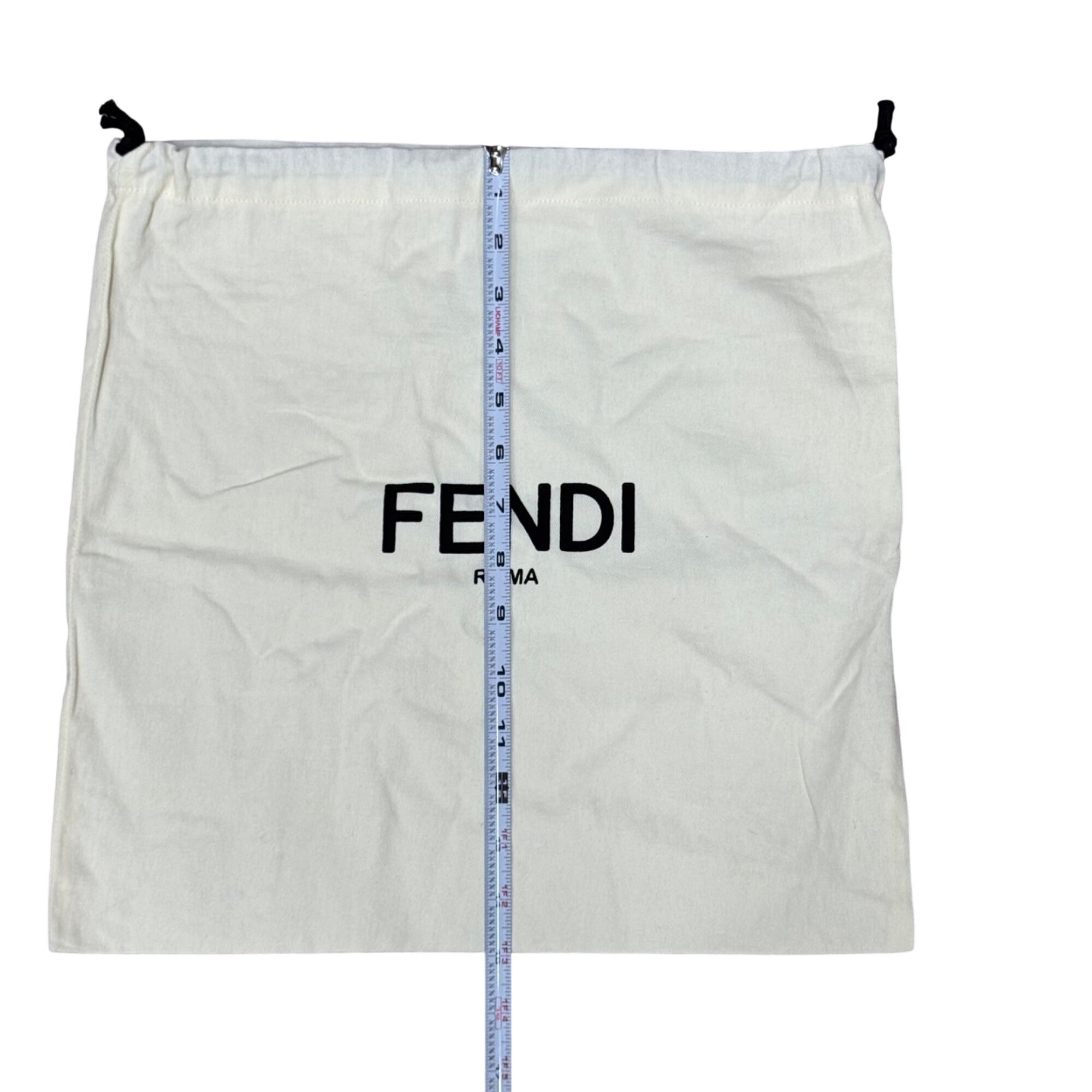 Fendi White Drawstring Dust Bag Logo 15.5" Square Storage Purse Handbag Cotton