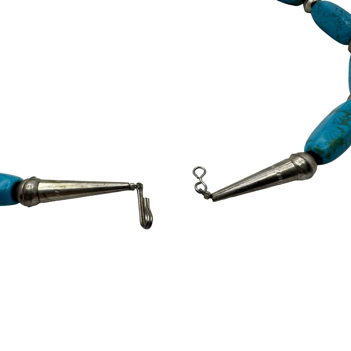 Chunky Turquoise Sterling Silver Beaded Necklace Southwest 24" Coastal Cowgirl