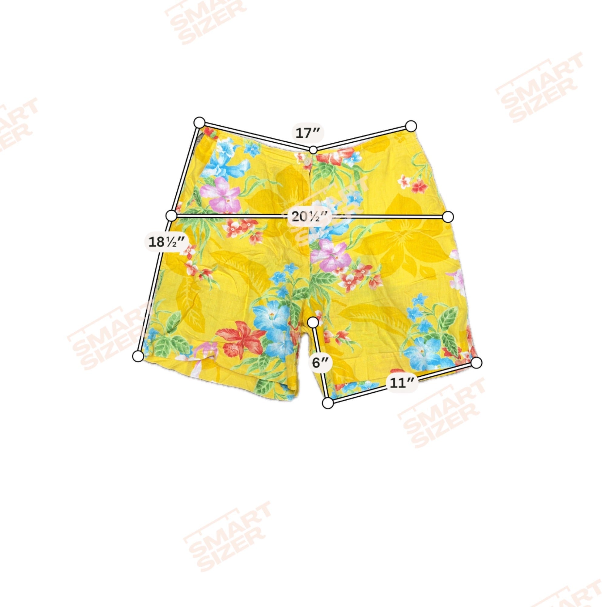 Lauren Ralph Lauren Womens Yellow Floral Linen Shorts Size 10 Summer Casual
