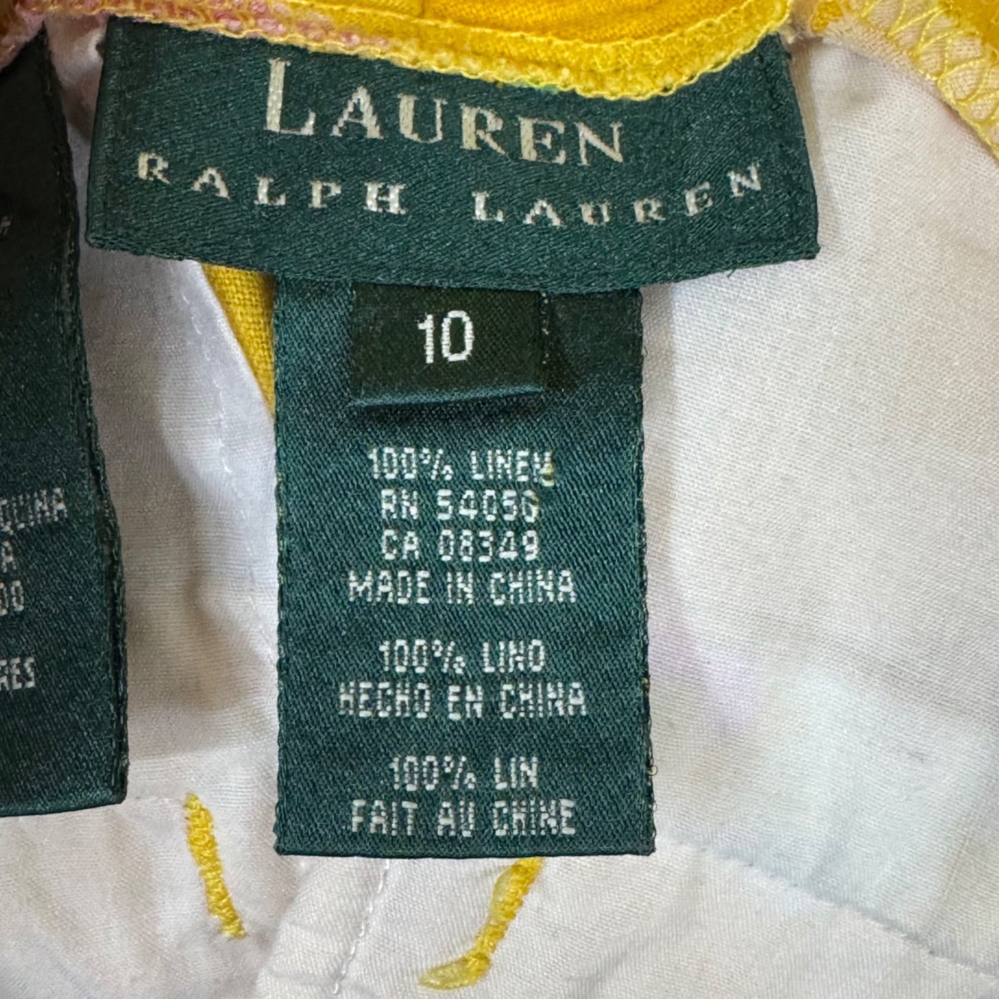 Lauren Ralph Lauren Womens Yellow Floral Linen Shorts Size 10 Summer Casual