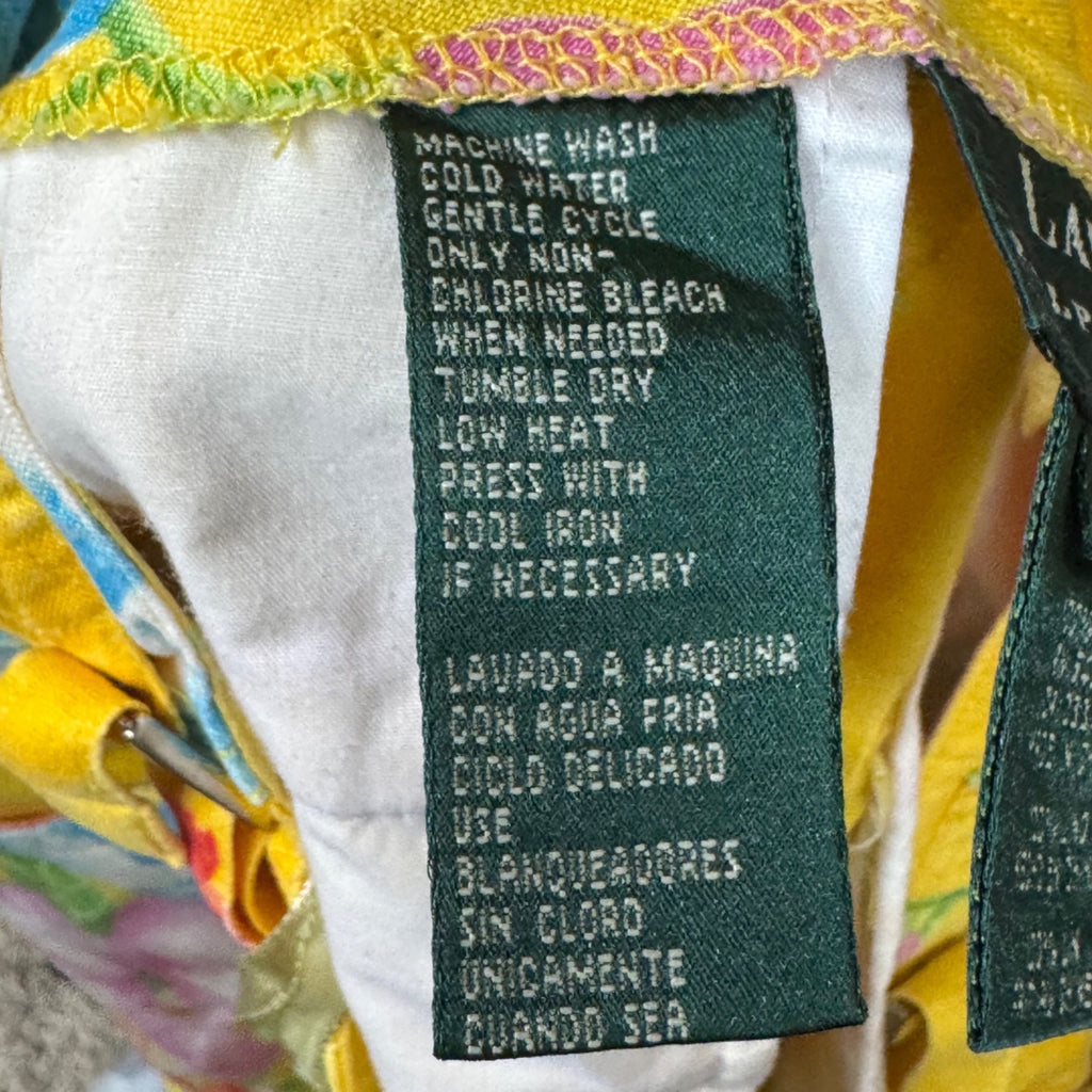 Lauren Ralph Lauren Womens Yellow Floral Linen Shorts Size 10 Summer Casual