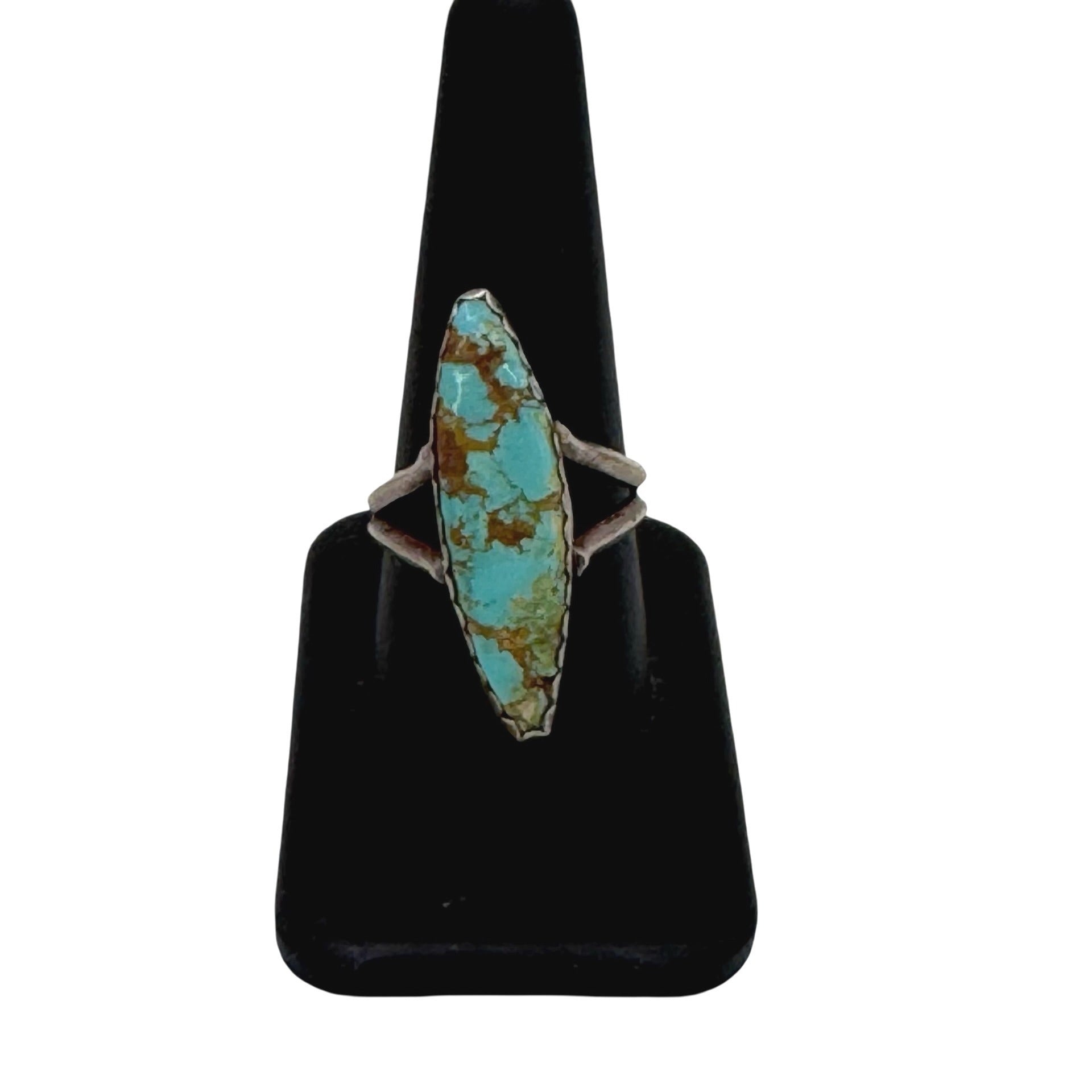 Vintage Sterling Silver Turquoise Ring Marquise Size 9 Native American Old Pawn