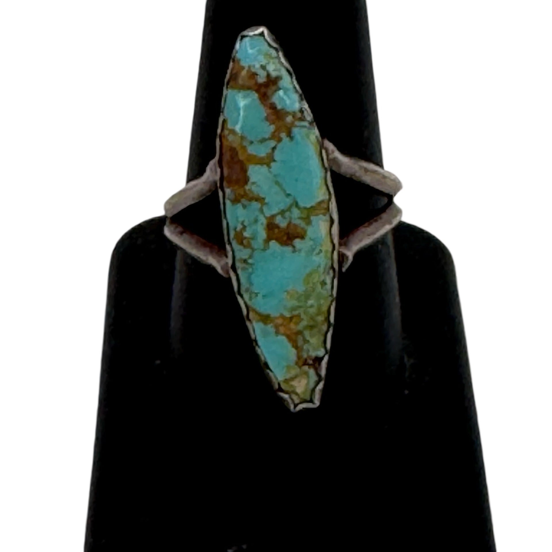 Vintage Sterling Silver Turquoise Ring Marquise Size 9 Native American Old Pawn
