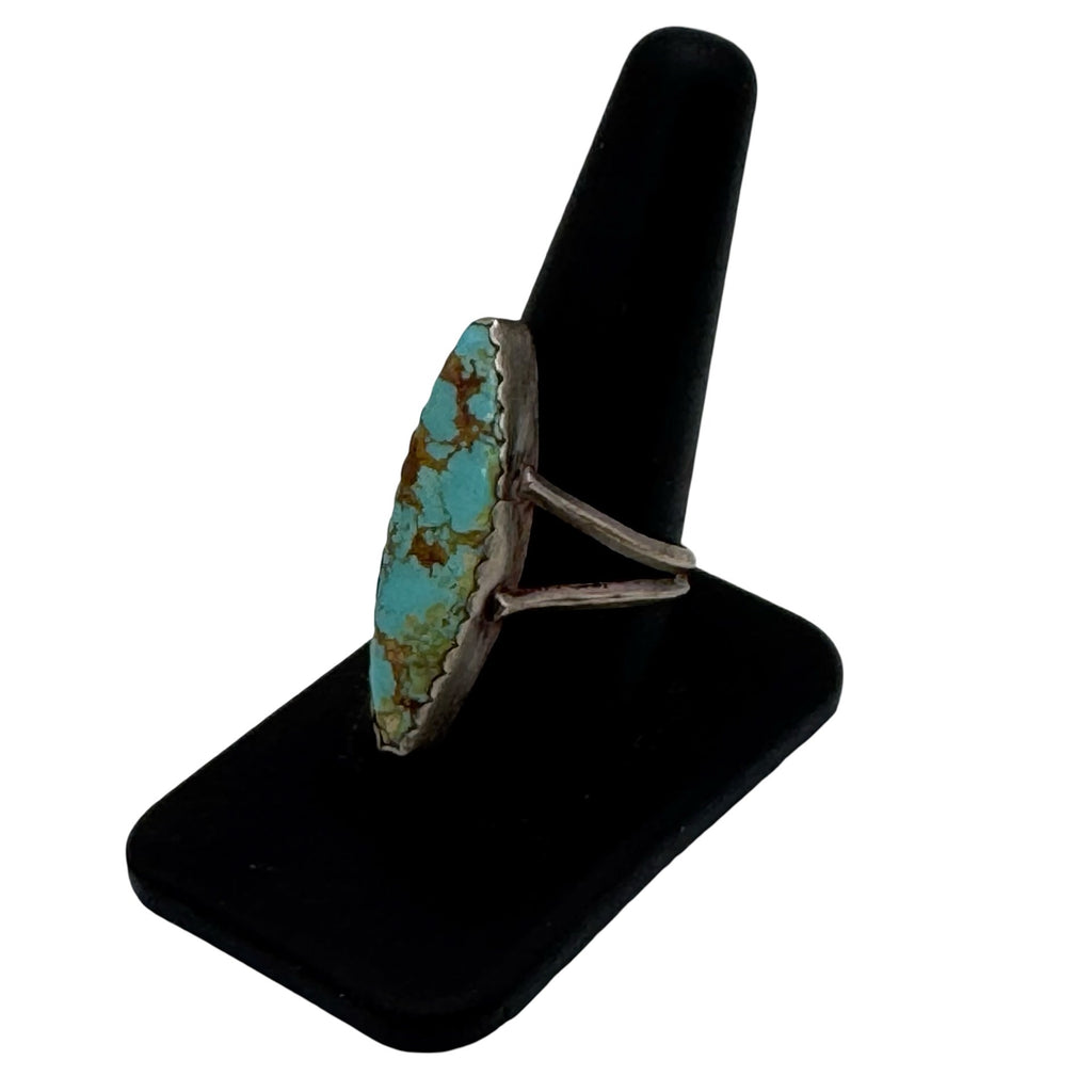 Vintage Sterling Silver Turquoise Ring Marquise Size 9 Native American Old Pawn