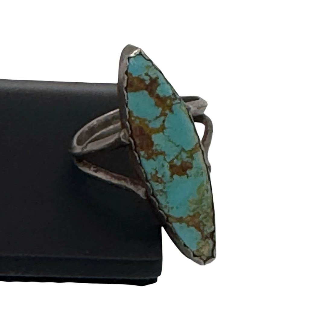 Vintage Sterling Silver Turquoise Ring Marquise Size 9 Native American Old Pawn