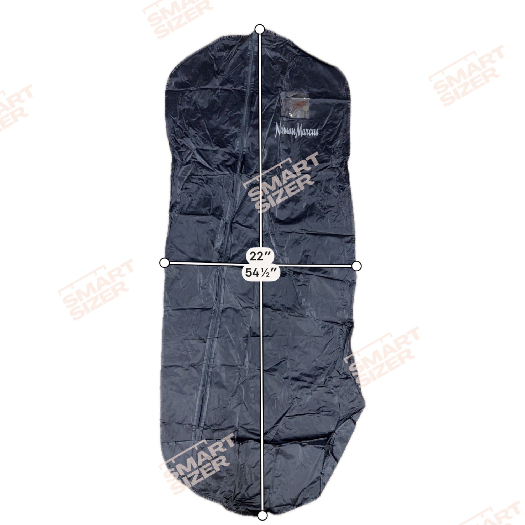 Neiman Marcus Black Nylon Garment Bag Zipper & Transparent ID Pocket 54.5" x 22"
