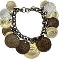 Real World Coin Bracelet VTG 50’s 15 Coins Europe Africa Asia Mexico Charm 7”