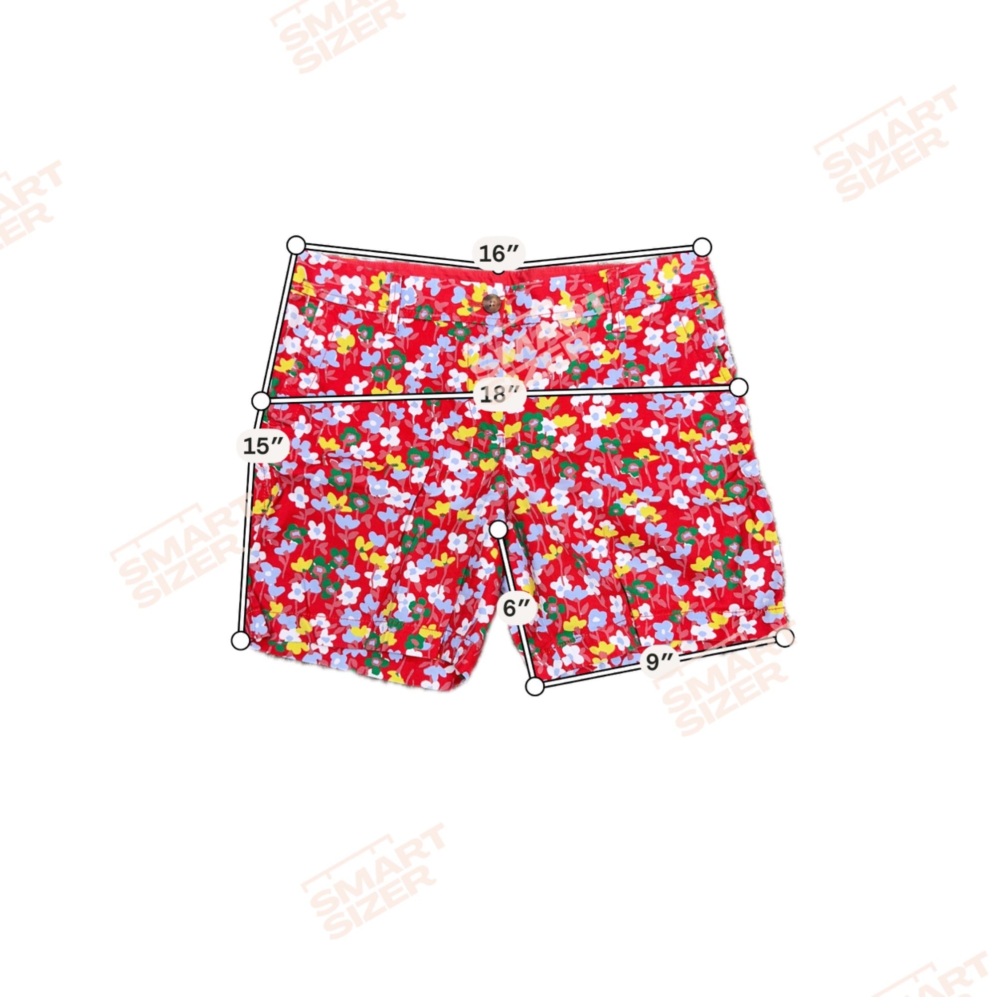Talbots Girlfriend Chino Shorts Floral Print Red 4P Cotton Blend 4 Petite Summer
