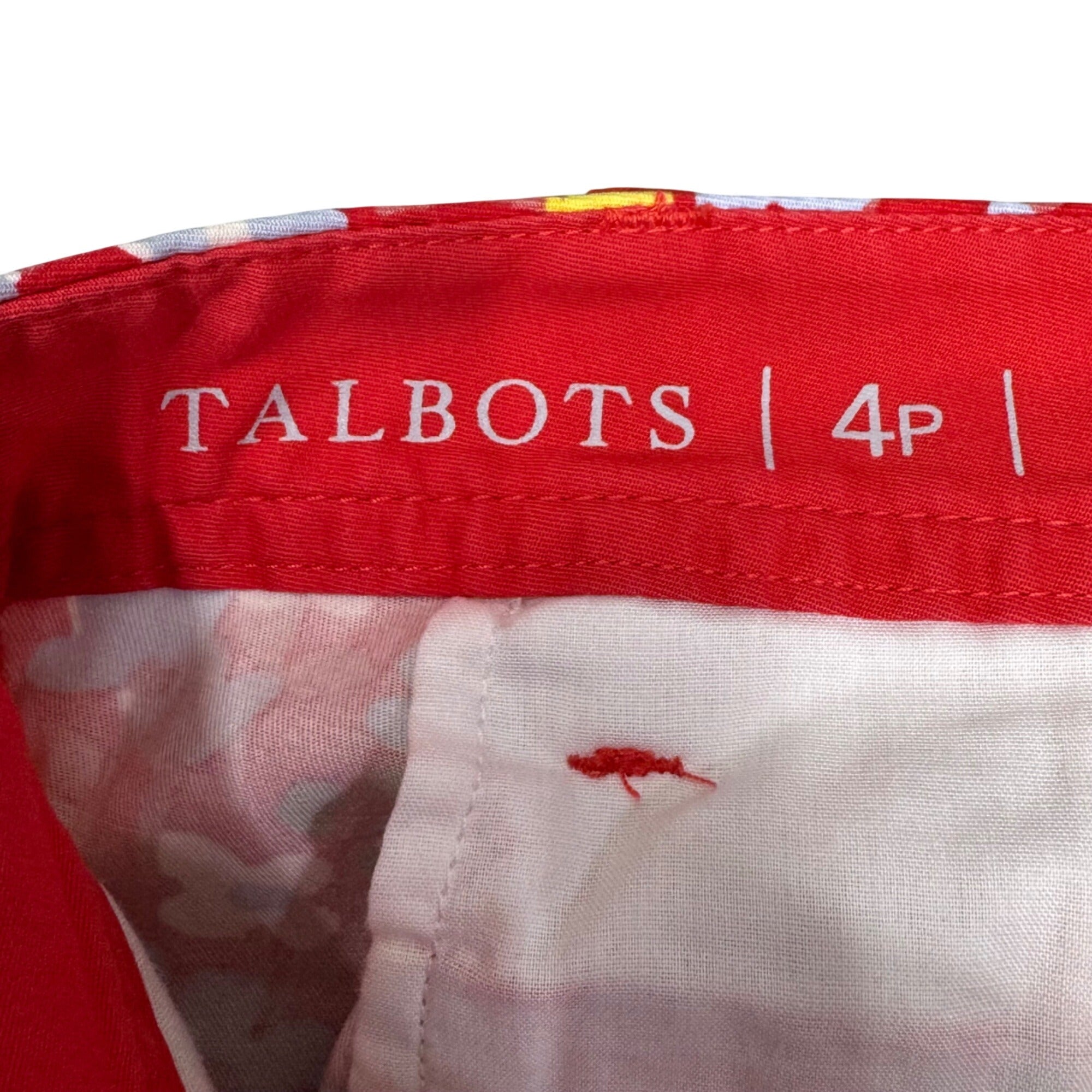 Talbots Girlfriend Chino Shorts Floral Print Red 4P Cotton Blend 4 Petite Summer