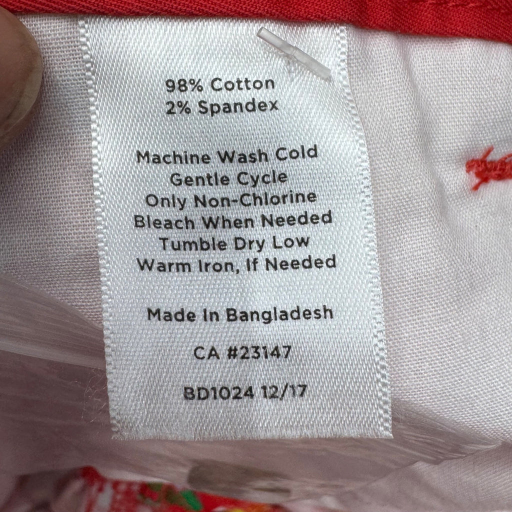 Talbots Girlfriend Chino Shorts Floral Print Red 4P Cotton Blend 4 Petite Summer