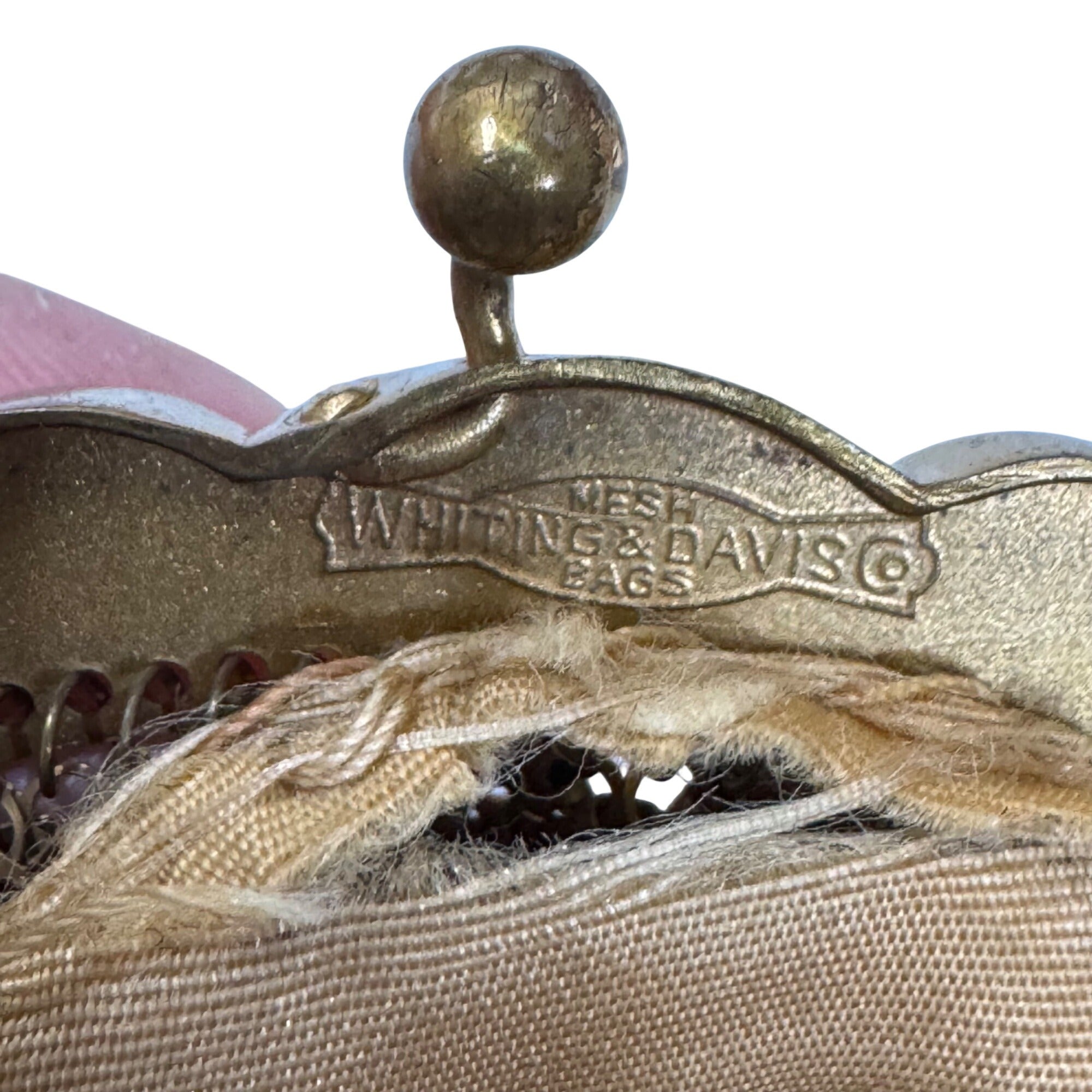 Vintage Whiting & Davis Gold Mesh Coin Purse Art Deco Kiss Lock Made In USA READ