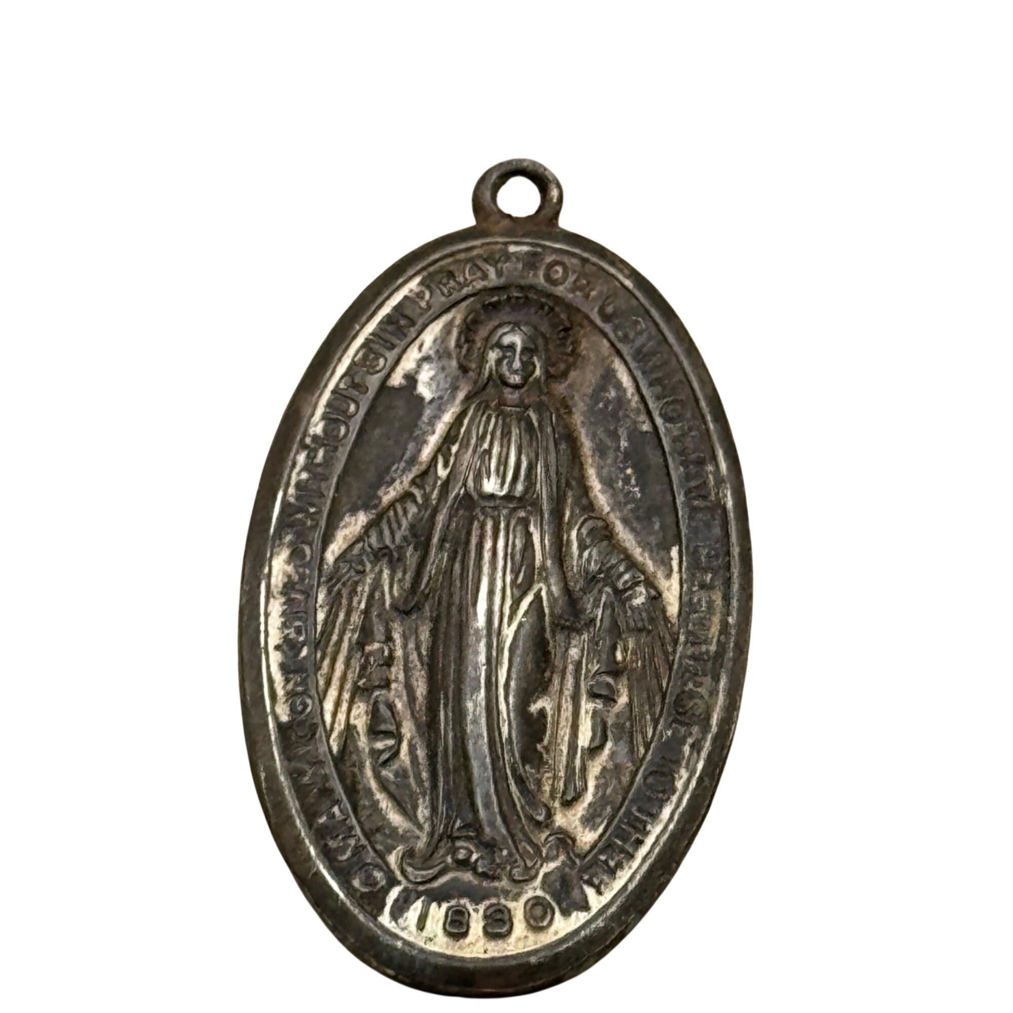 CHAPEL Sterling Silver 1.4" Our Lady of the Miraculous Medal Pendant 1830