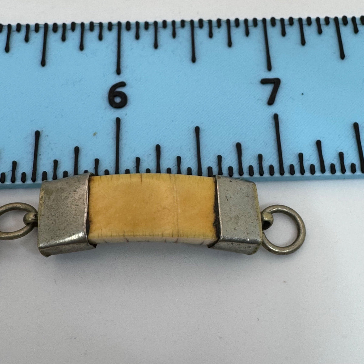 Bovine Bone or Horn Art Deco Bracelet 1920s Vintage Yellow Metal Link Bracelet