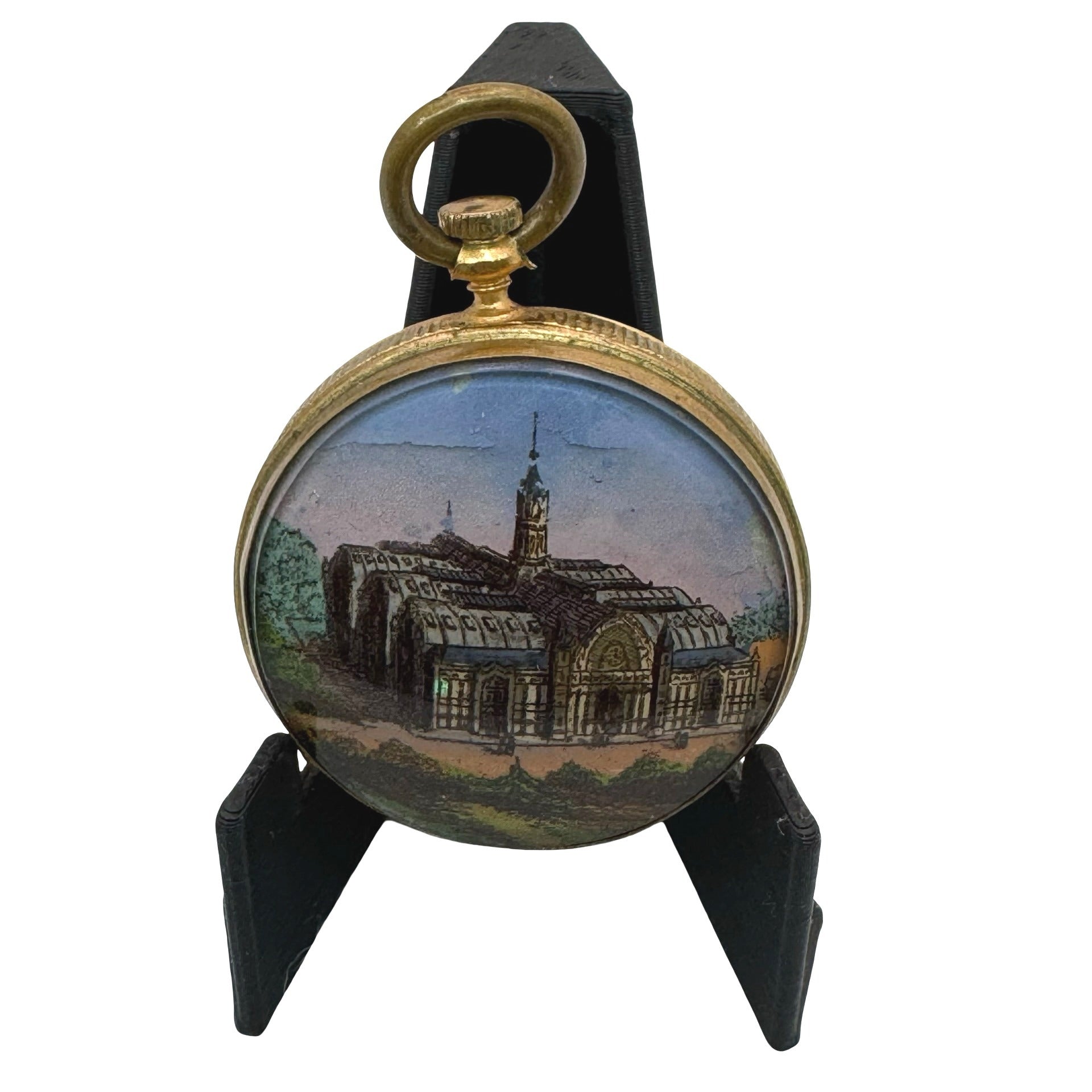 Antique 1876 Centennial Celebration Philadelphia Faux Pocket Watch Enamel Pocket