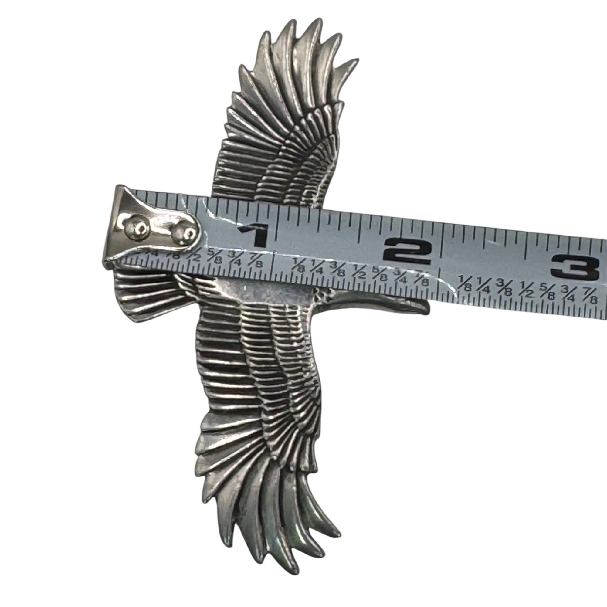 Vintage Pewter Flying Eagle Pendant Signed Arch Avary Jr. 1977 Handmade 2" Long