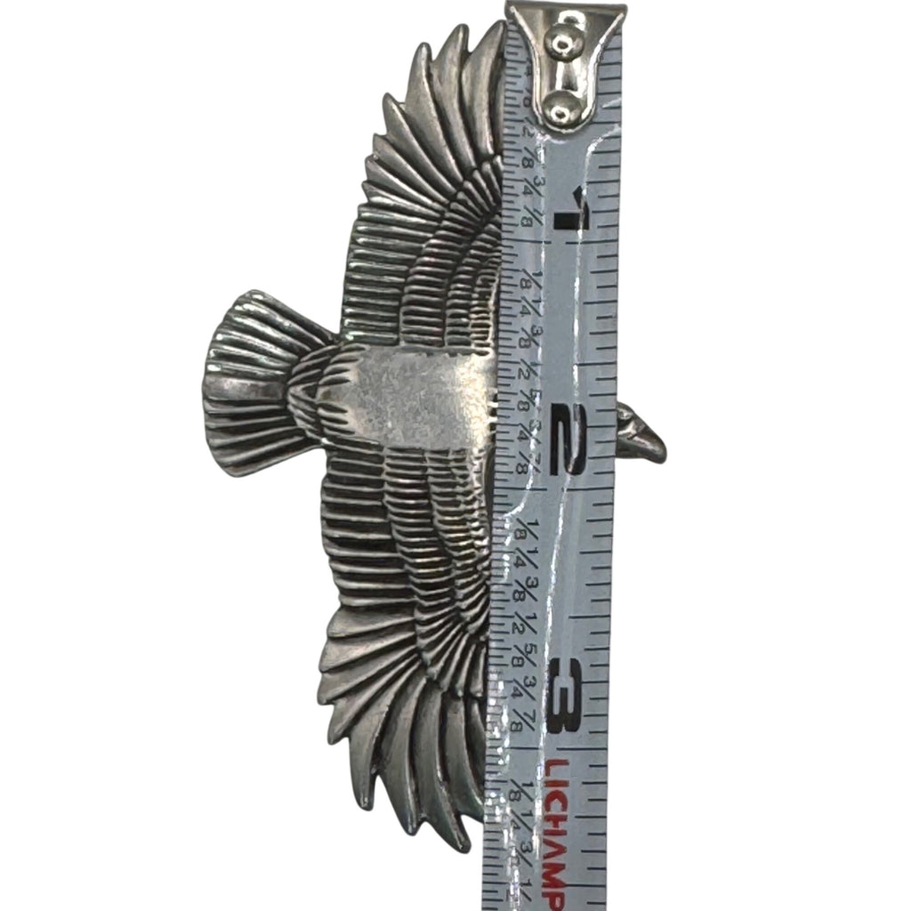 Vintage Pewter Flying Eagle Pendant Signed Arch Avary Jr. 1977 Handmade 2" Long