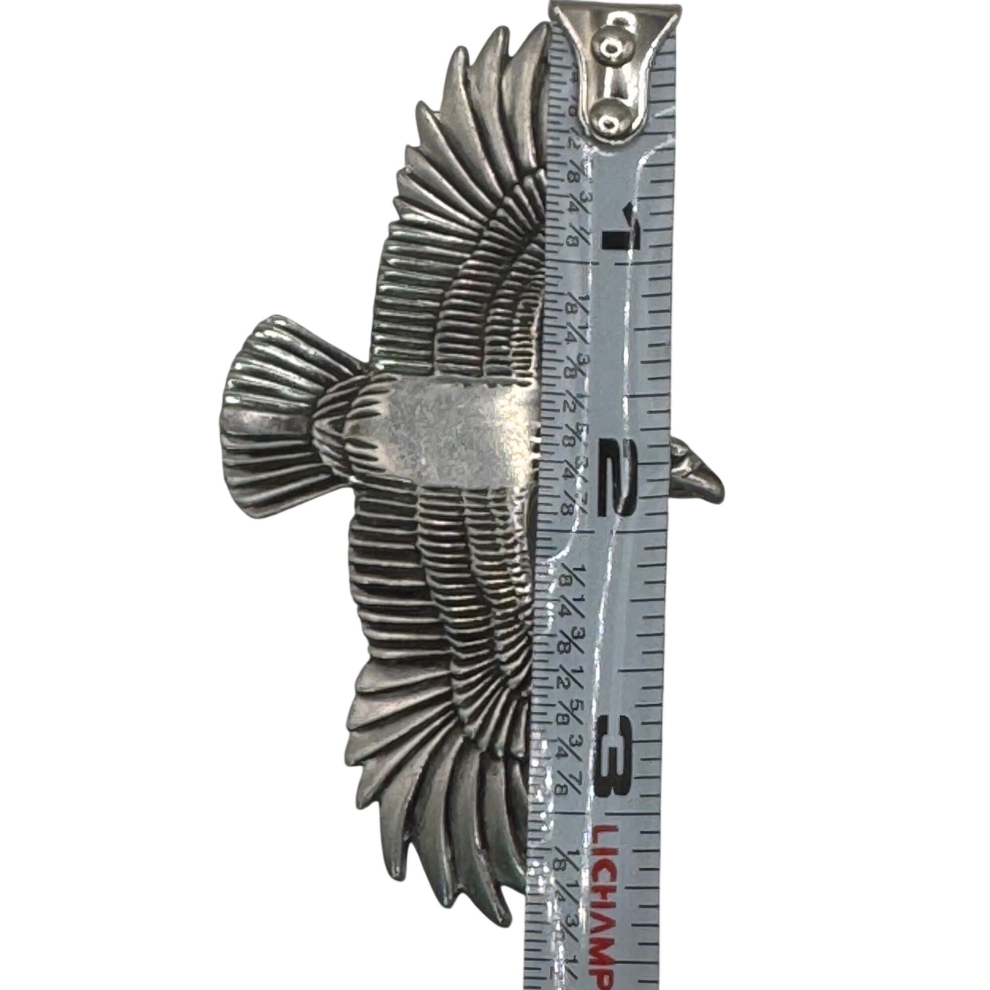 Vintage Pewter Flying Eagle Pendant Signed Arch Avary Jr. 1977 Handmade 2" Long