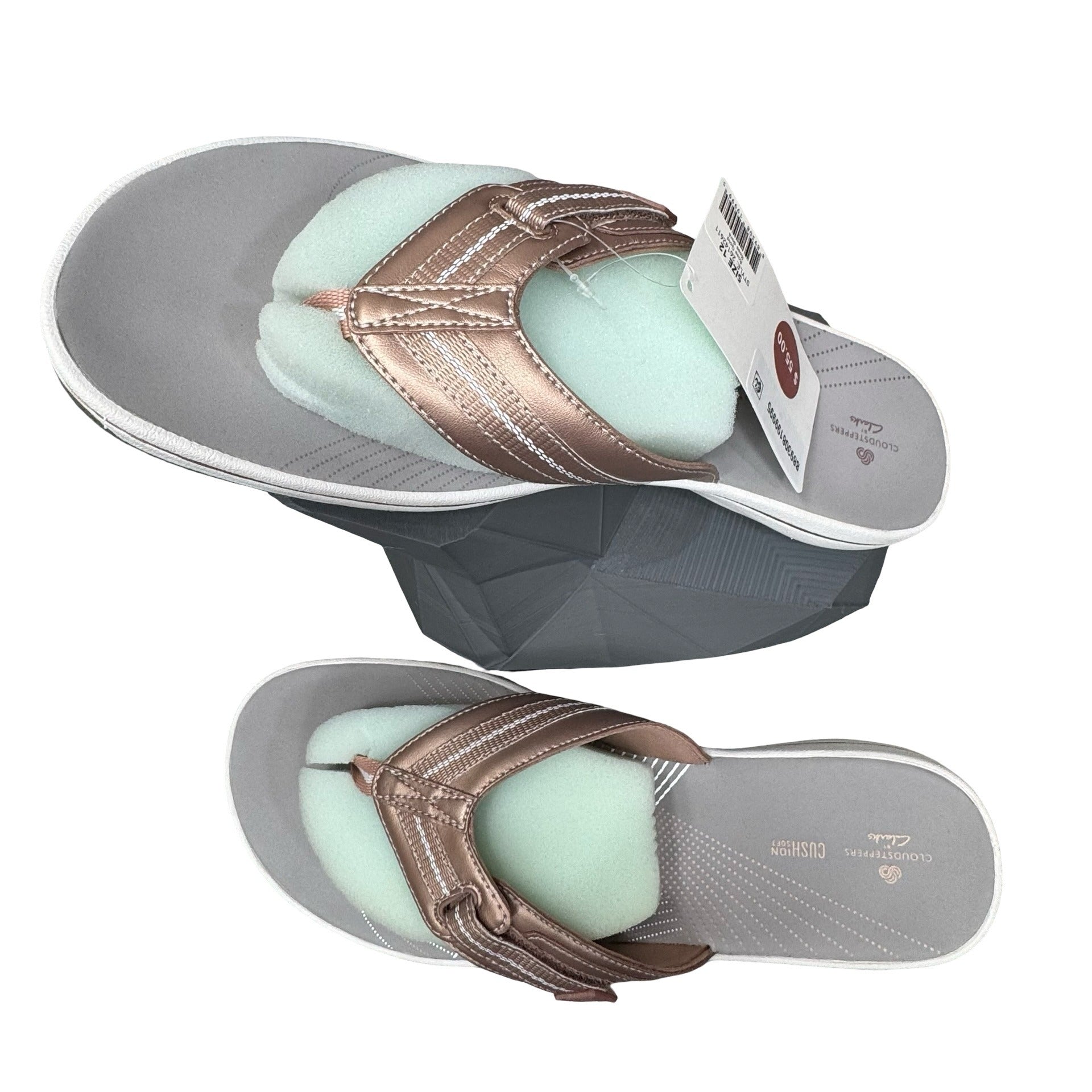 Rose Gold Flip Flops Clarks Cloudsteppers Brinkley Jazzh 12M Comfortable Sandals