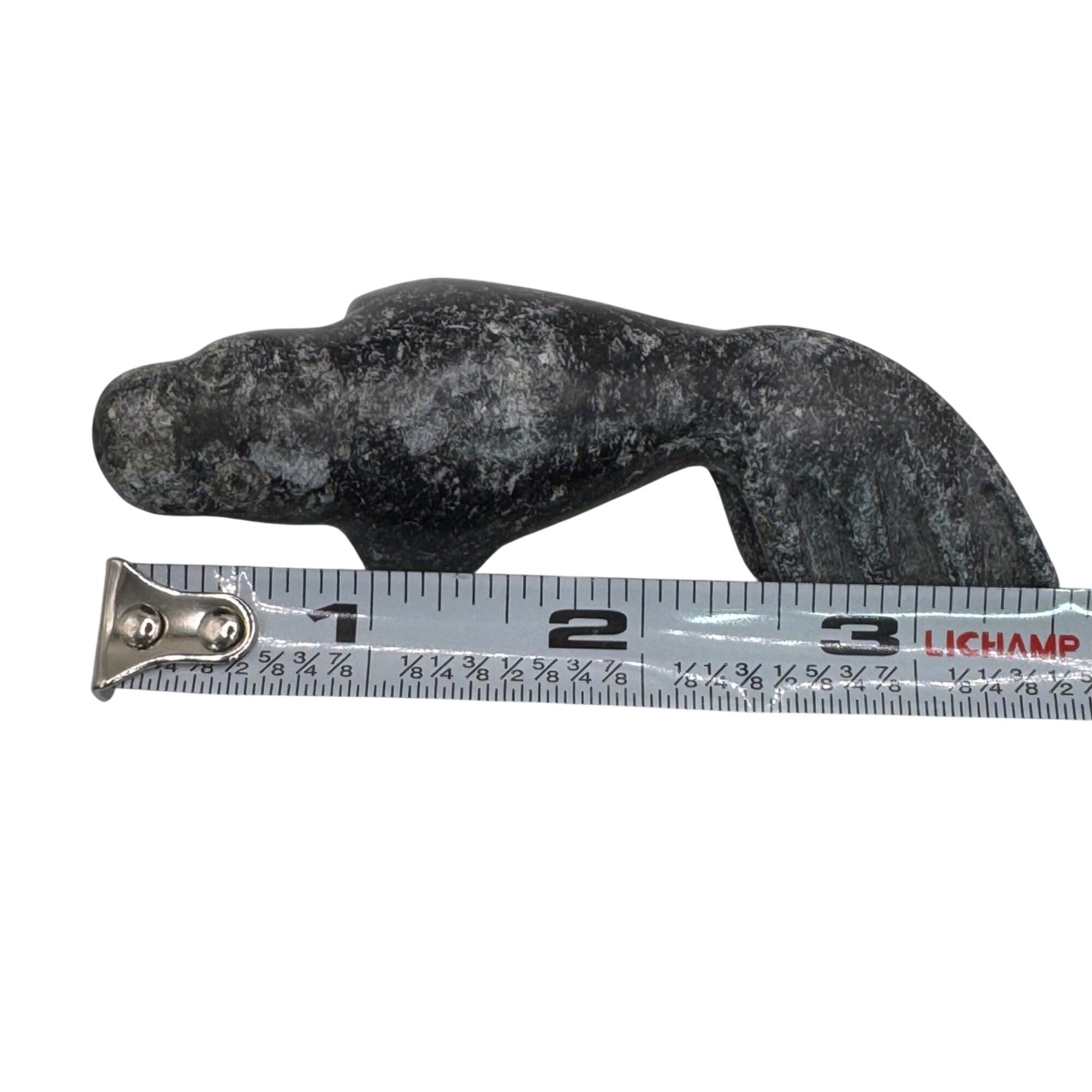 Vintage Inuit Carved Black Stone Walrus Seal Figurine 3.5" Handcrafted Soapstone