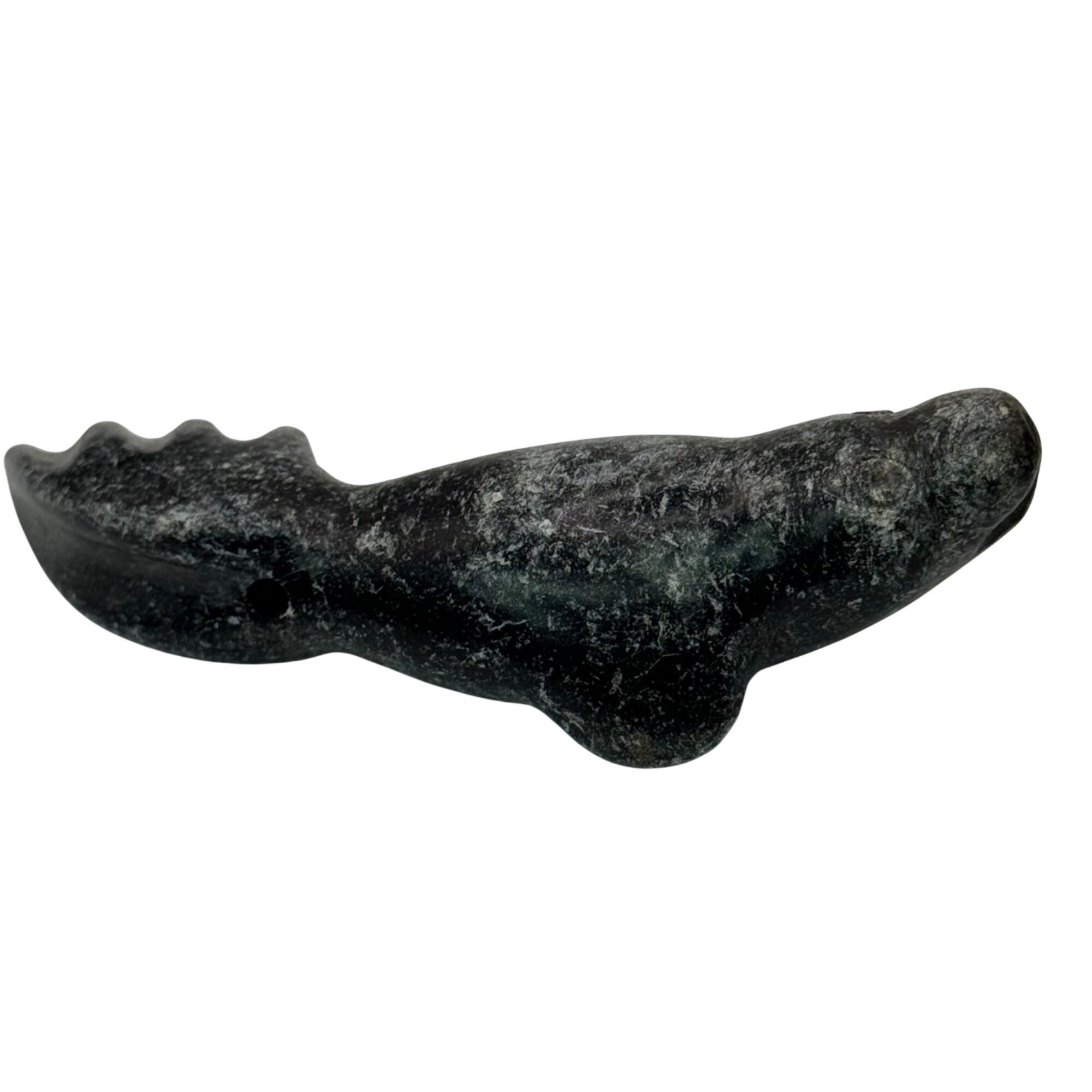 Vintage Inuit Carved Black Stone Walrus Seal Figurine 3.5" Handcrafted Soapstone