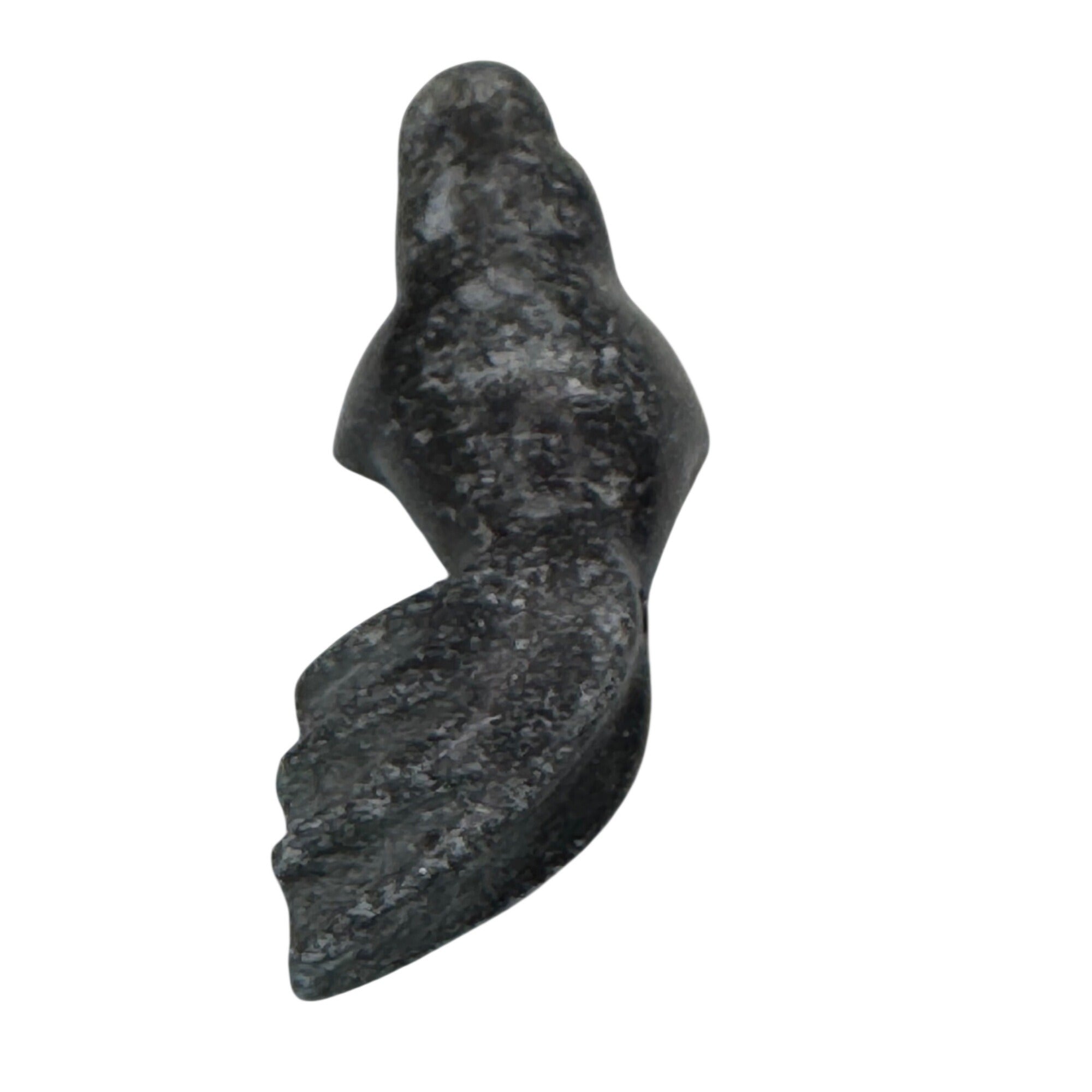 Vintage Inuit Carved Black Stone Walrus Seal Figurine 3.5" Handcrafted Soapstone