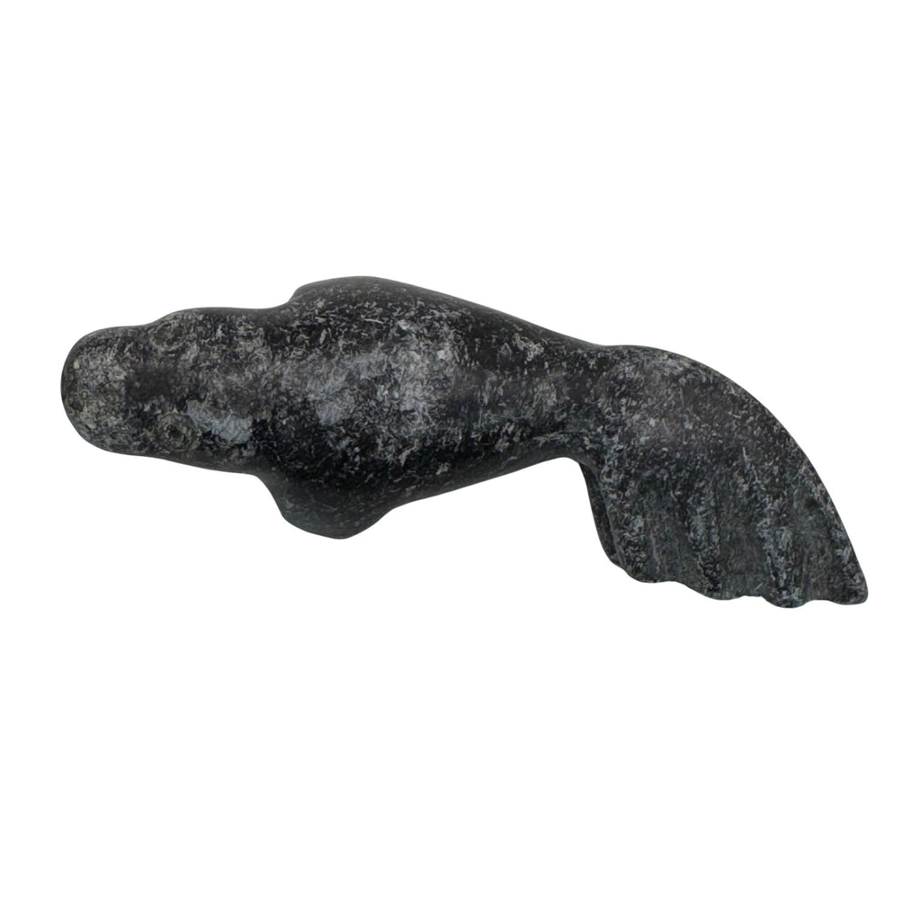 Vintage Inuit Carved Black Stone Walrus Seal Figurine 3.5" Handcrafted Soapstone