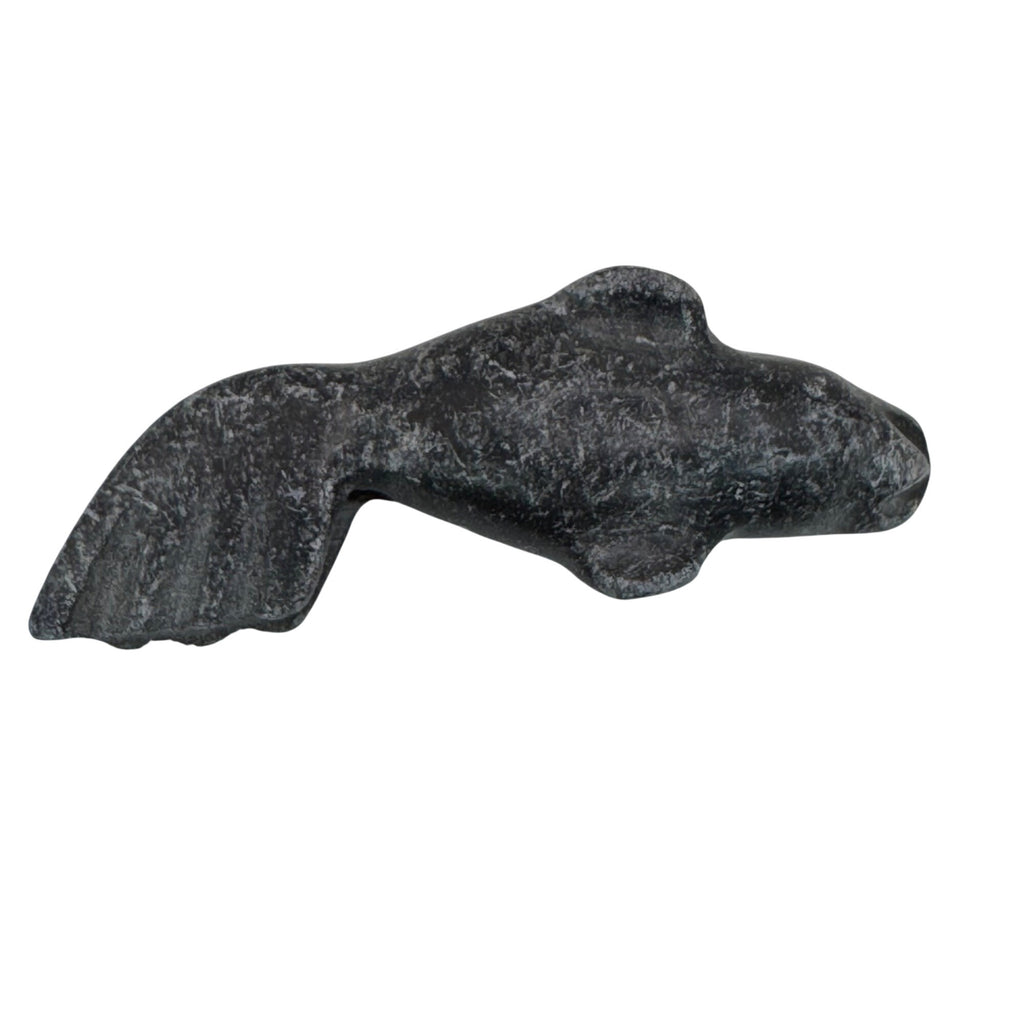 Vintage Inuit Carved Black Stone Walrus Seal Figurine 3.5" Handcrafted Soapstone