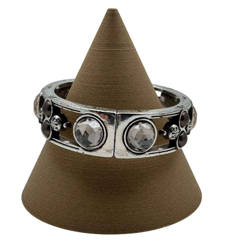 Brighton Selene Crystal Bracelet Silver-Tone Hinged Swarovski Crystal Stones