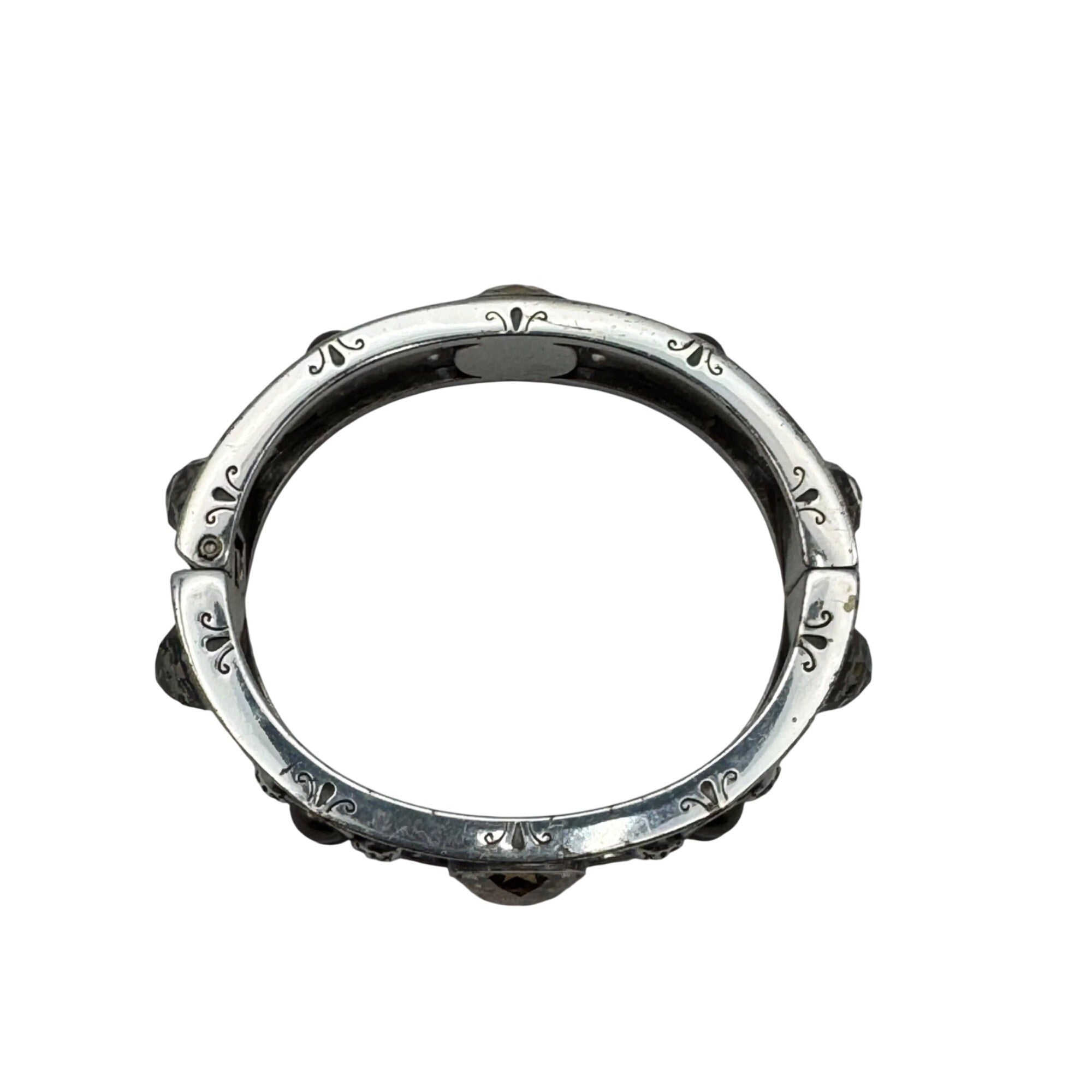 Brighton Selene Crystal Bracelet Silver-Tone Hinged Swarovski Crystal Stones