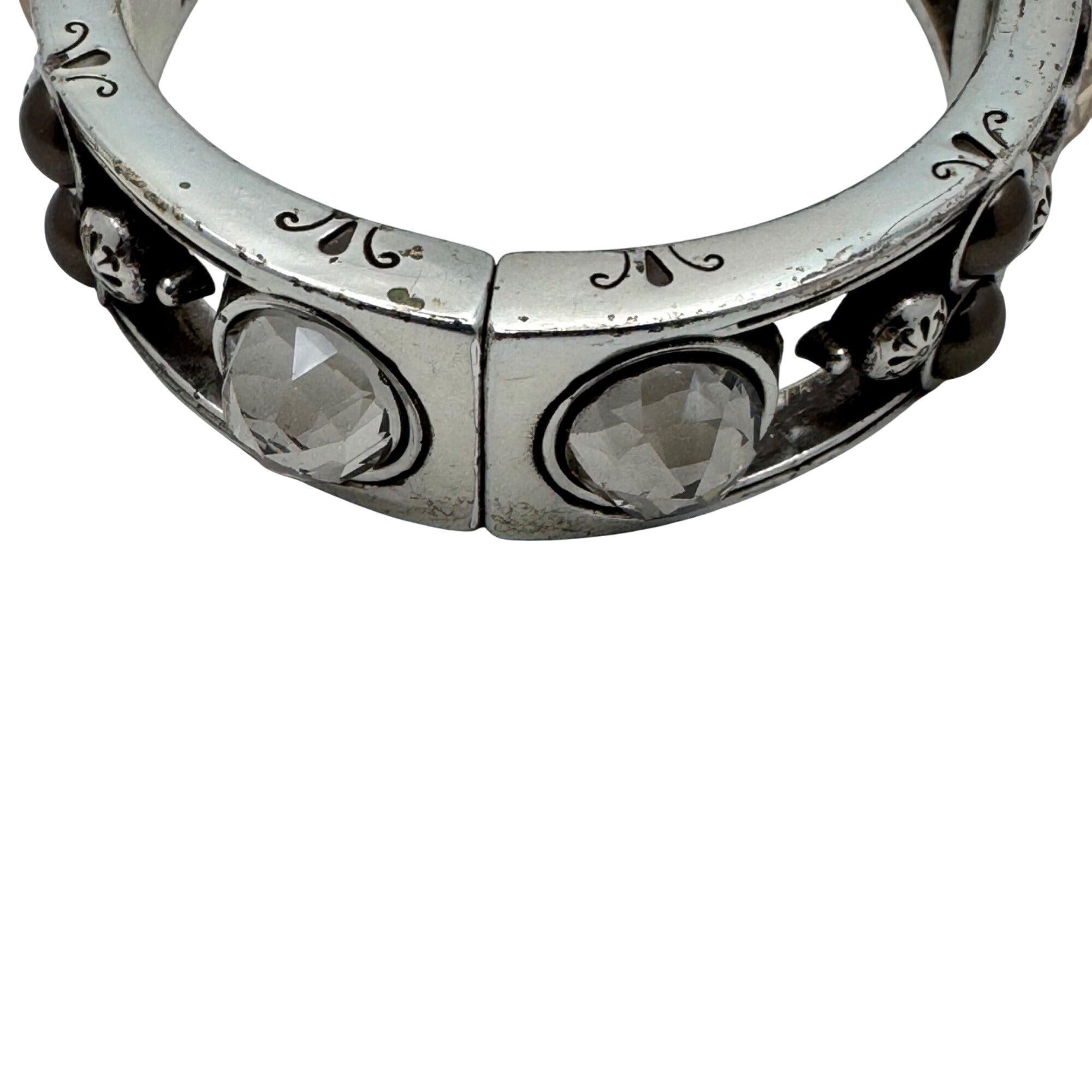 Brighton Selene Crystal Bracelet Silver-Tone Hinged Swarovski Crystal Stones