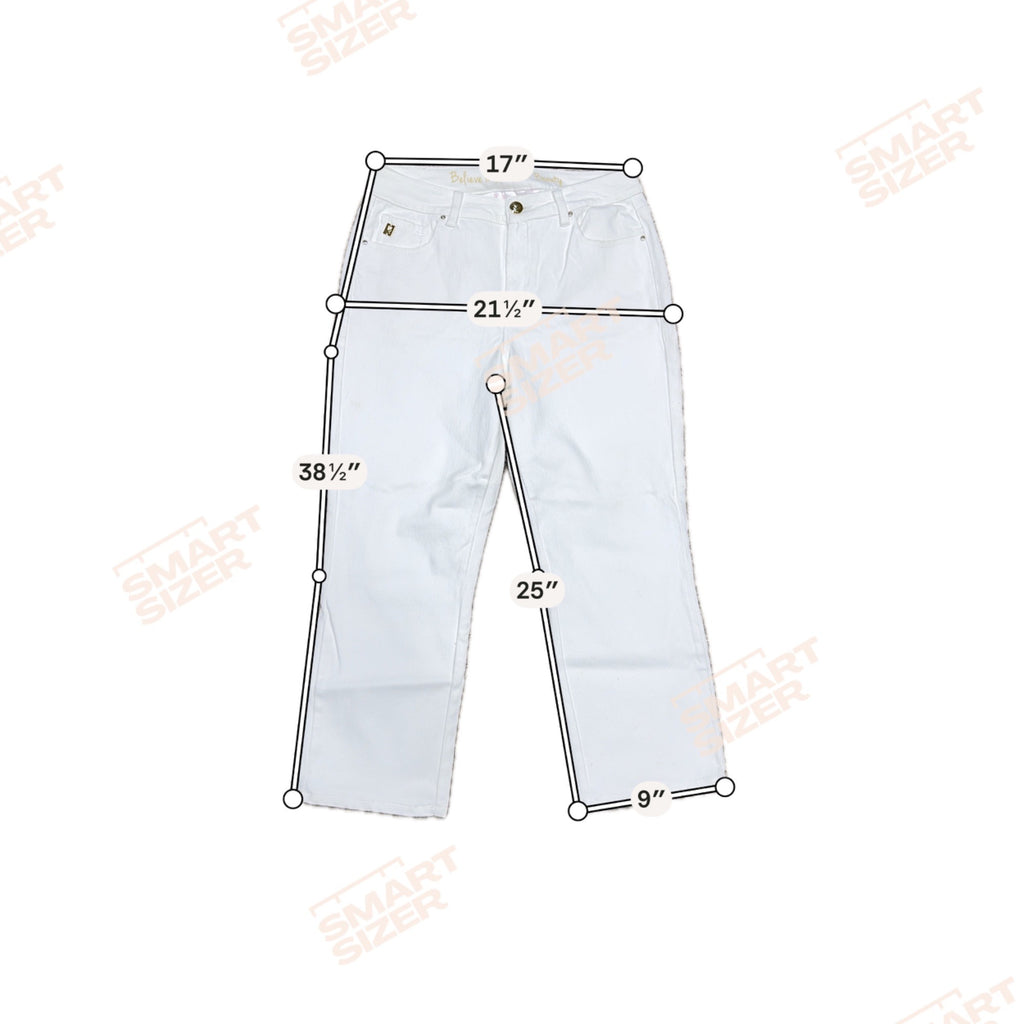Belle By Kim Gravel White Denim Straight-Leg Jeans Size 4 Cotton Blend Stretch