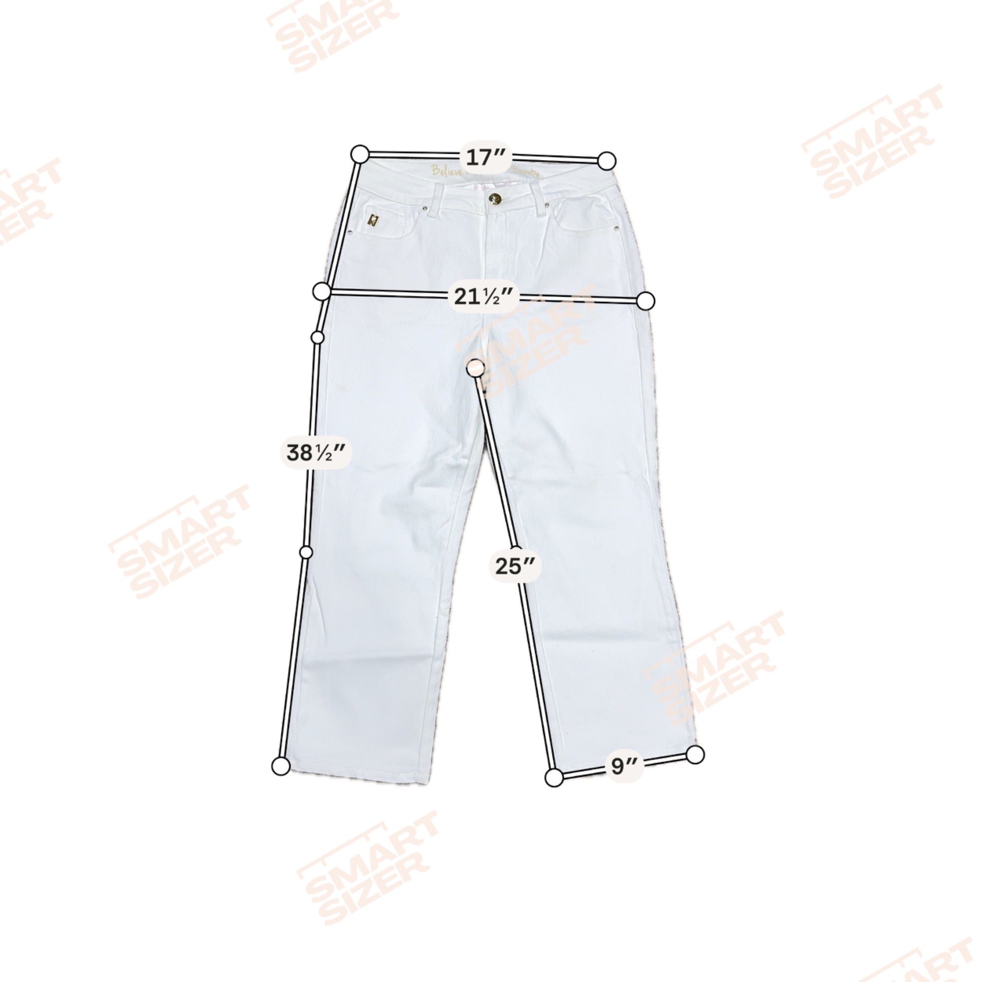 Belle By Kim Gravel White Denim Straight-Leg Jeans Size 4 Cotton Blend Stretch