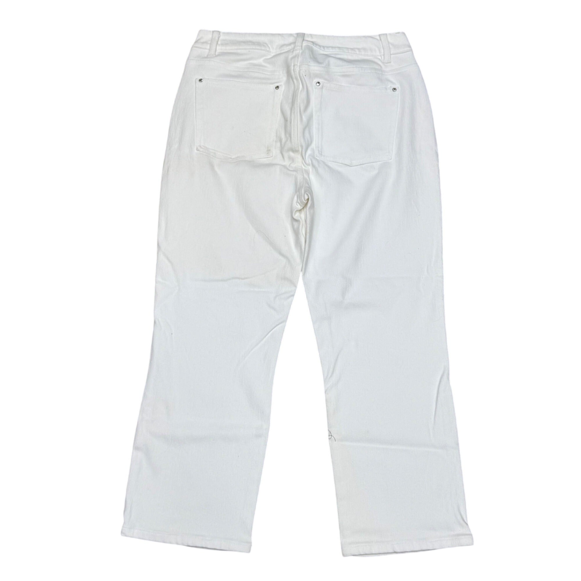 Belle By Kim Gravel White Denim Straight-Leg Jeans Size 4 Cotton Blend Stretch