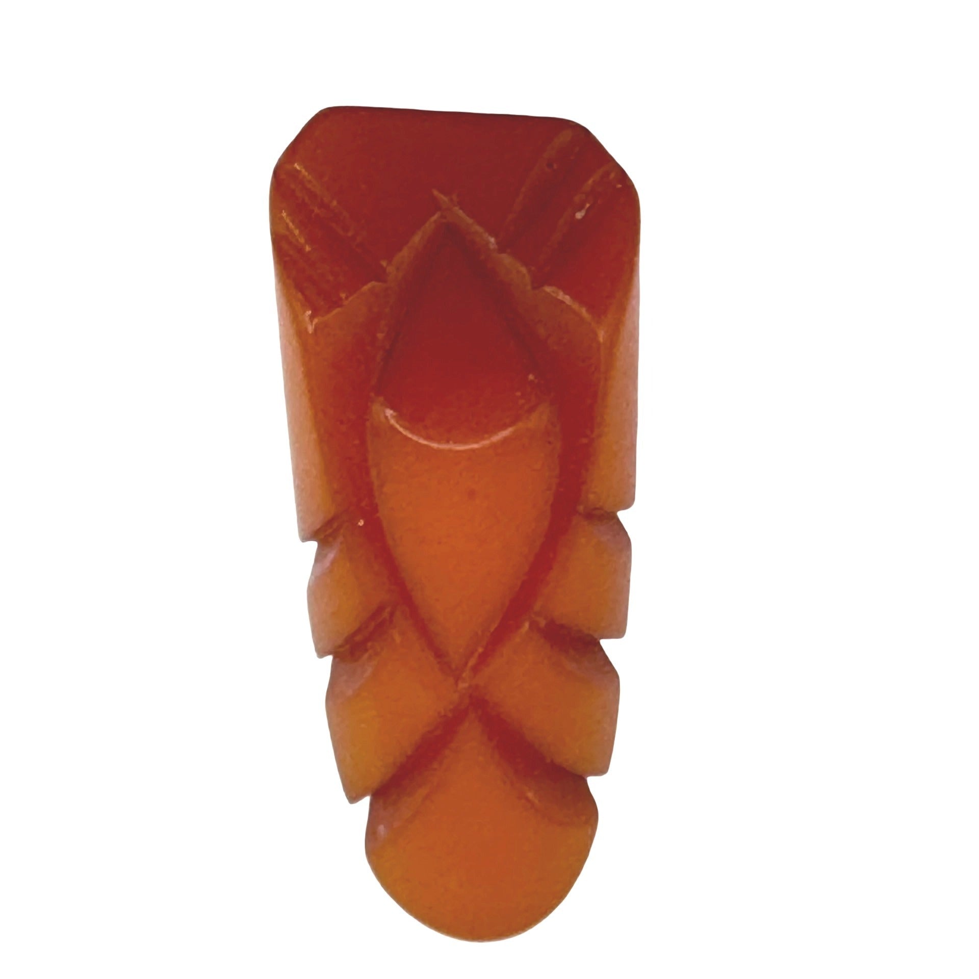 Vintage Carved Amber Tangerine Orange Butterscotch Bakelite Dress Clip Art Deco