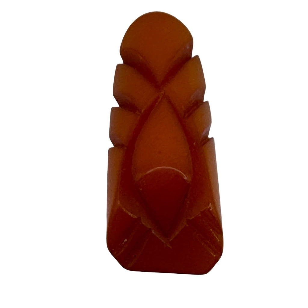 Vintage Carved Amber Tangerine Orange Butterscotch Bakelite Dress Clip Art Deco