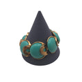 Vintage Trifari Robin Egg Blue Turquoise & Gold-Tone Link Bracelet 7” Statement