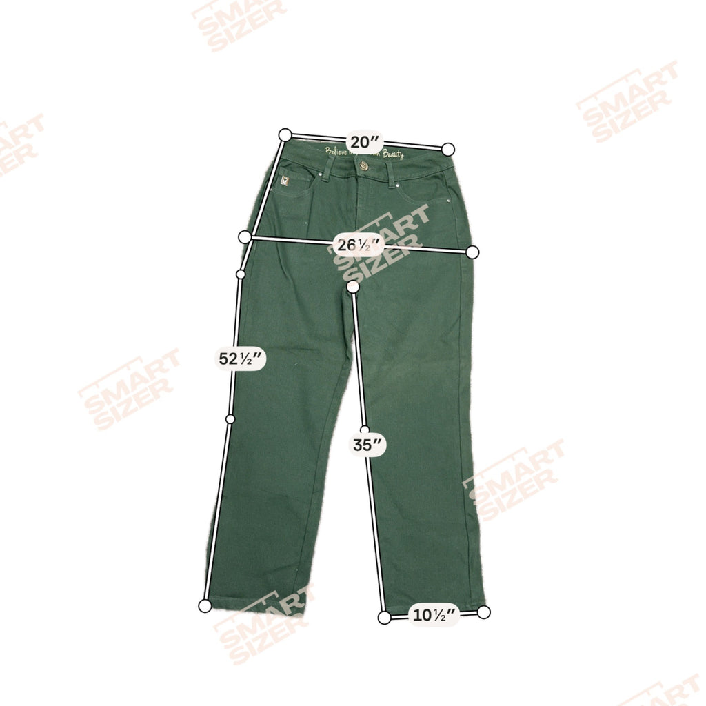 Belle By Kim Gravel Womens Green Straight Leg Pants Sz 2 Jeans Olive New w/o Tag