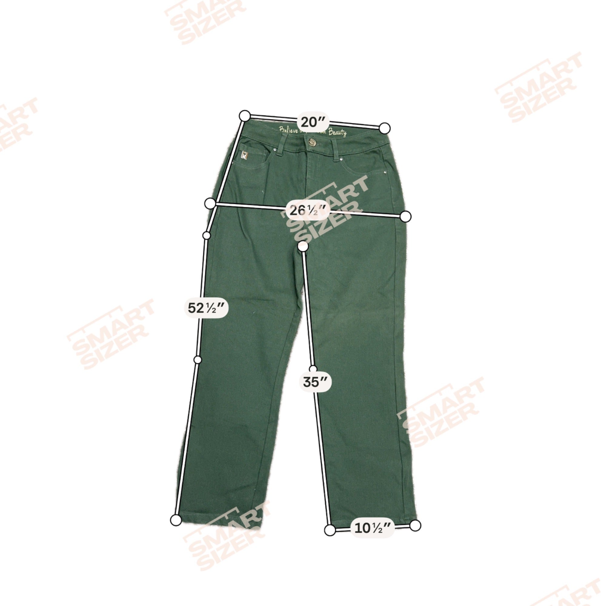 Belle By Kim Gravel Womens Green Straight Leg Pants Sz 2 Jeans Olive New w/o Tag