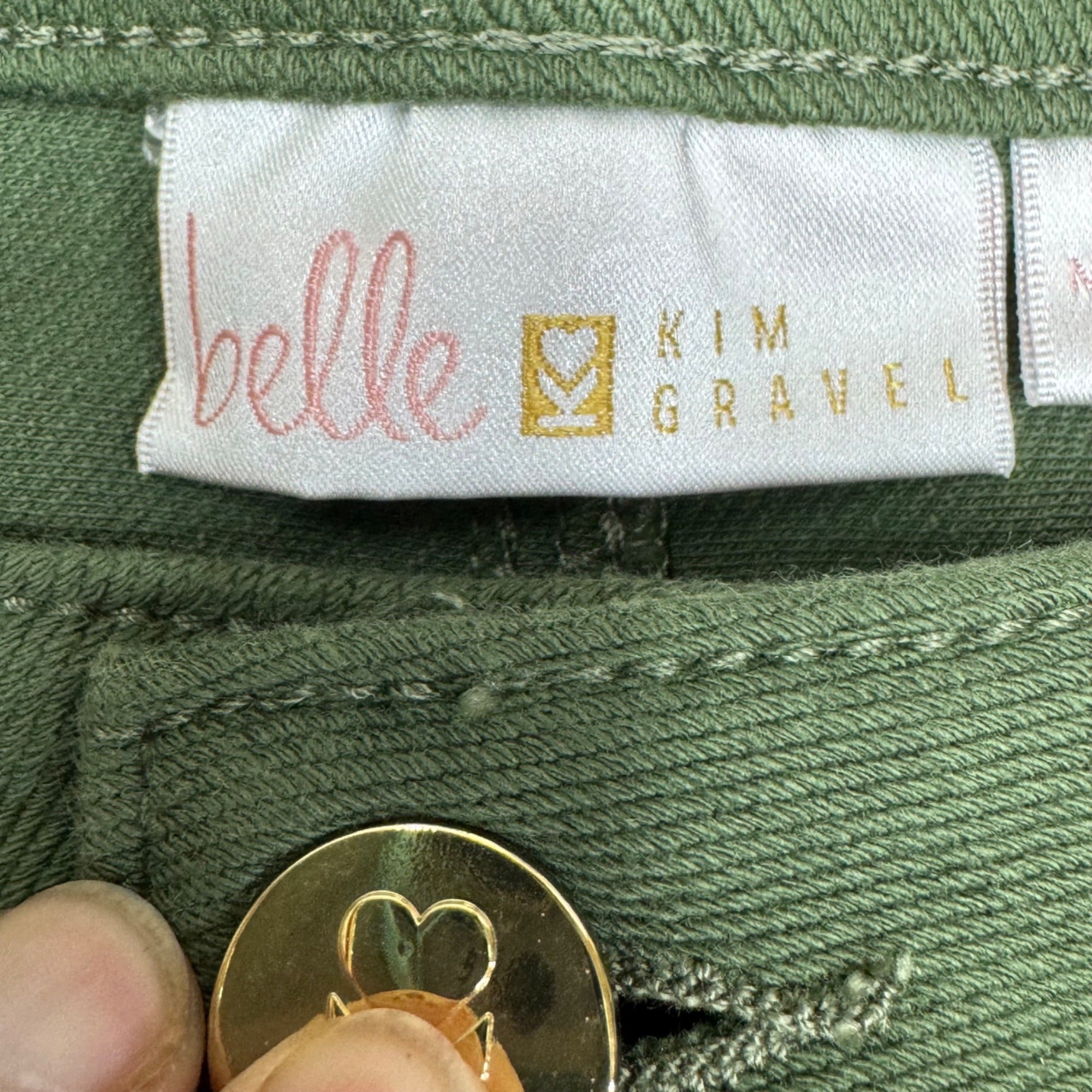 Belle By Kim Gravel Womens Green Straight Leg Pants Sz 2 Jeans Olive New w/o Tag